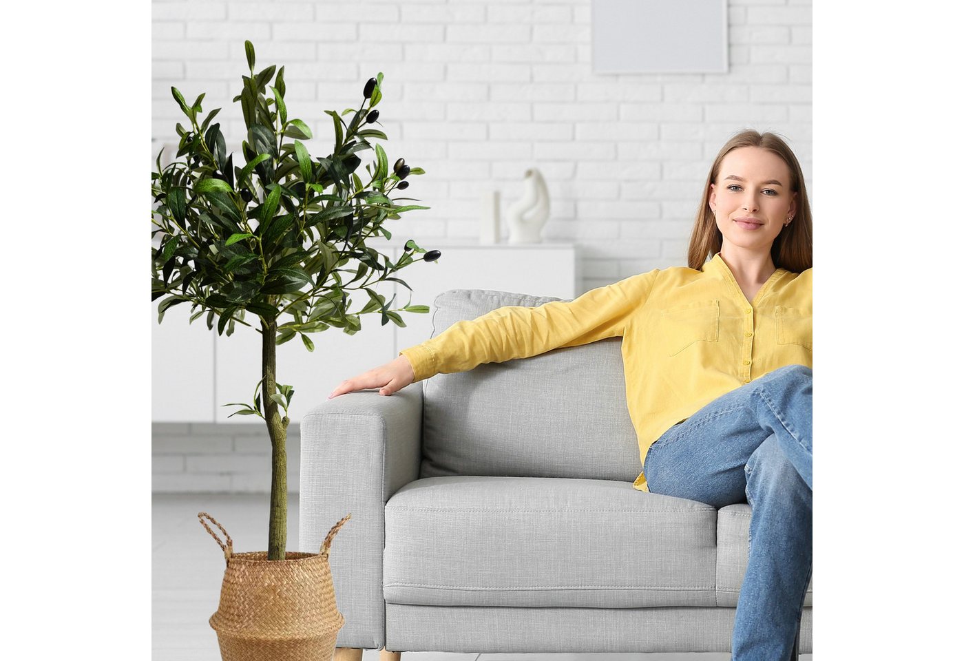 Kunstpflanze Künstlicher Olivenbaum – Kunstpflanze Kunstbaum Olive Dekobaum Olivenbaum, MichaelNoll, Höhe 95 cm Bild 3