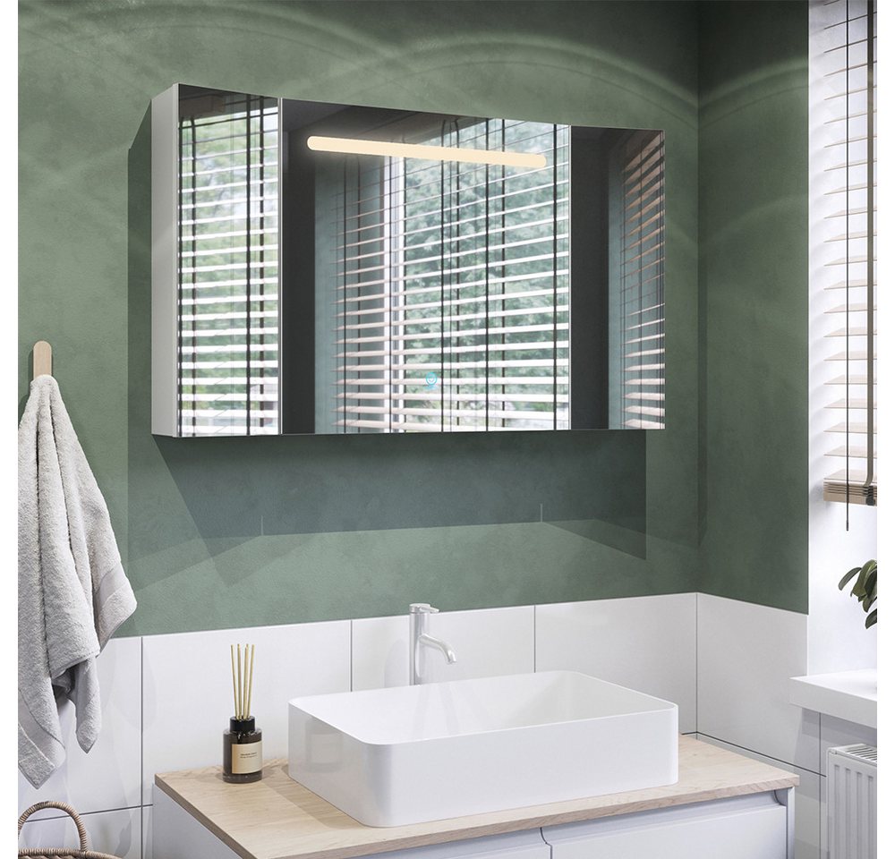 Vicco Badezimmerspiegelschrank Curved, Weiß, 100 x 60 cm mit LED Bild 5