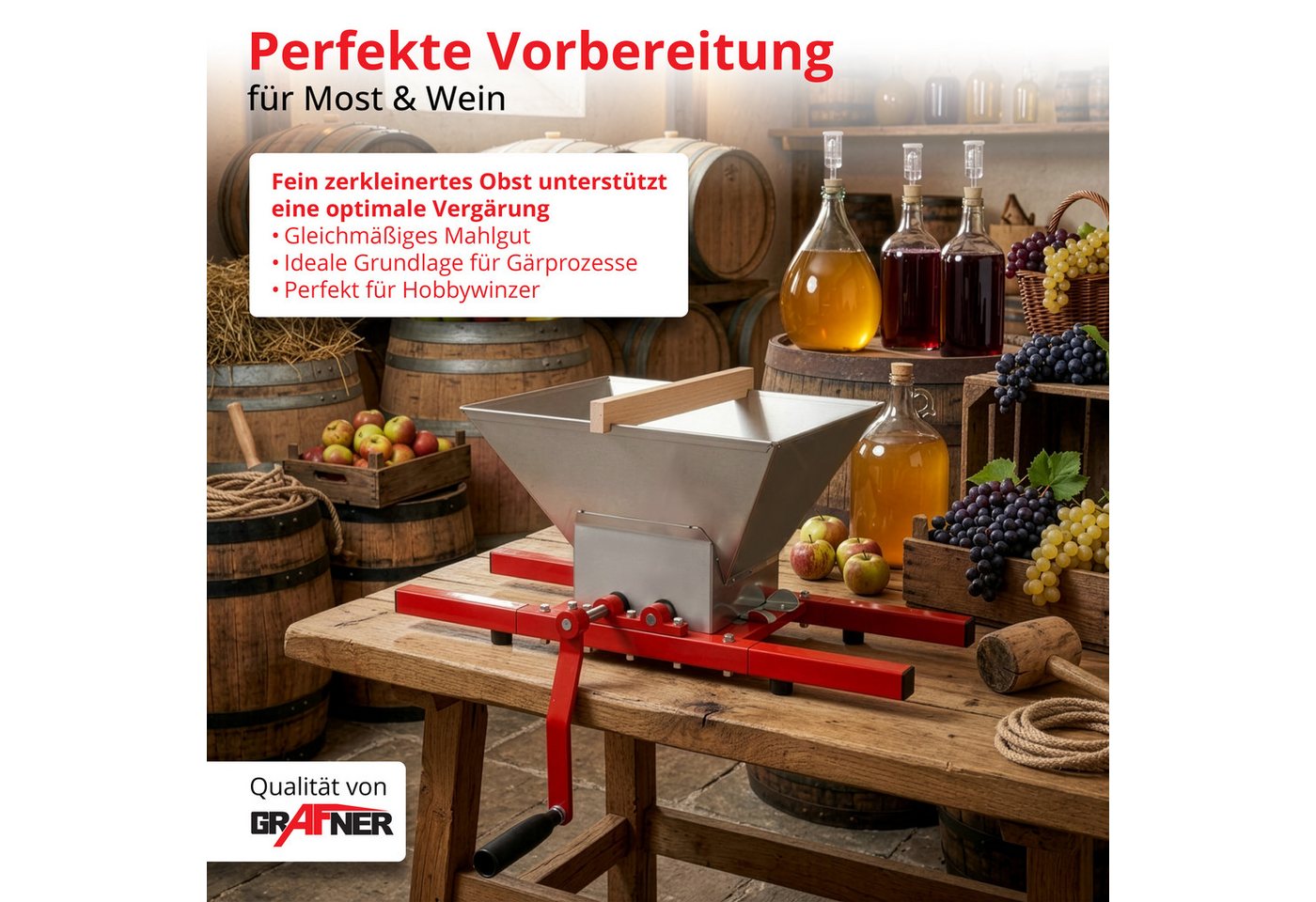 Grafner Obstpresse Obstmühle Obstpresse Ensafter Saftpresse, aus Aluminium-Druckguss Bild 5