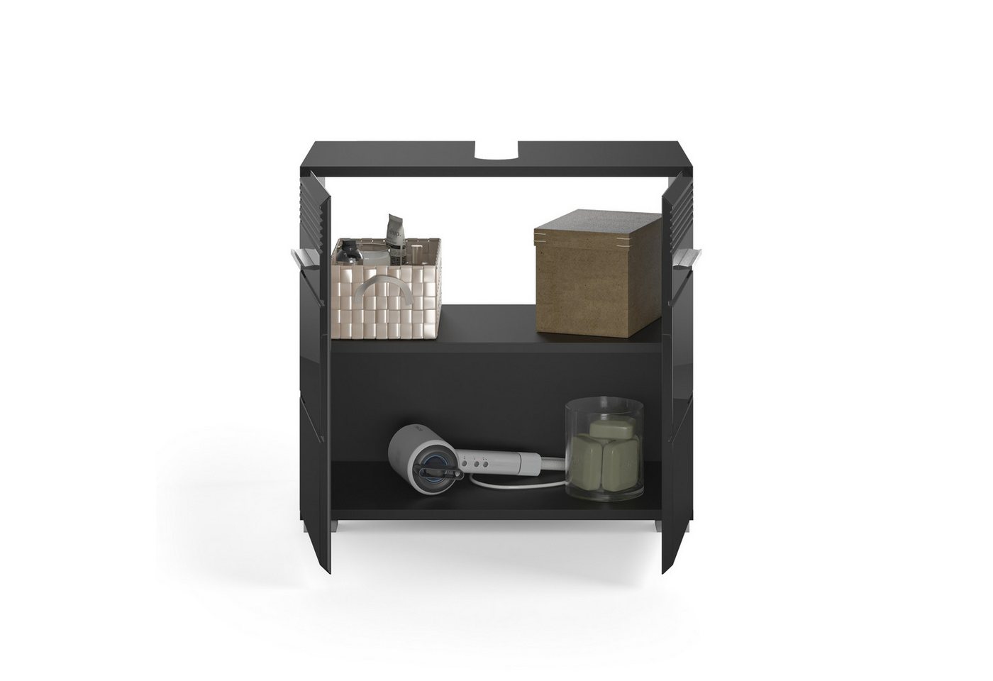freiraum Waschbeckenunterschrank Linus in Schwarz Hochglanz - 60x56x34cm (BxHxT) Bild 3