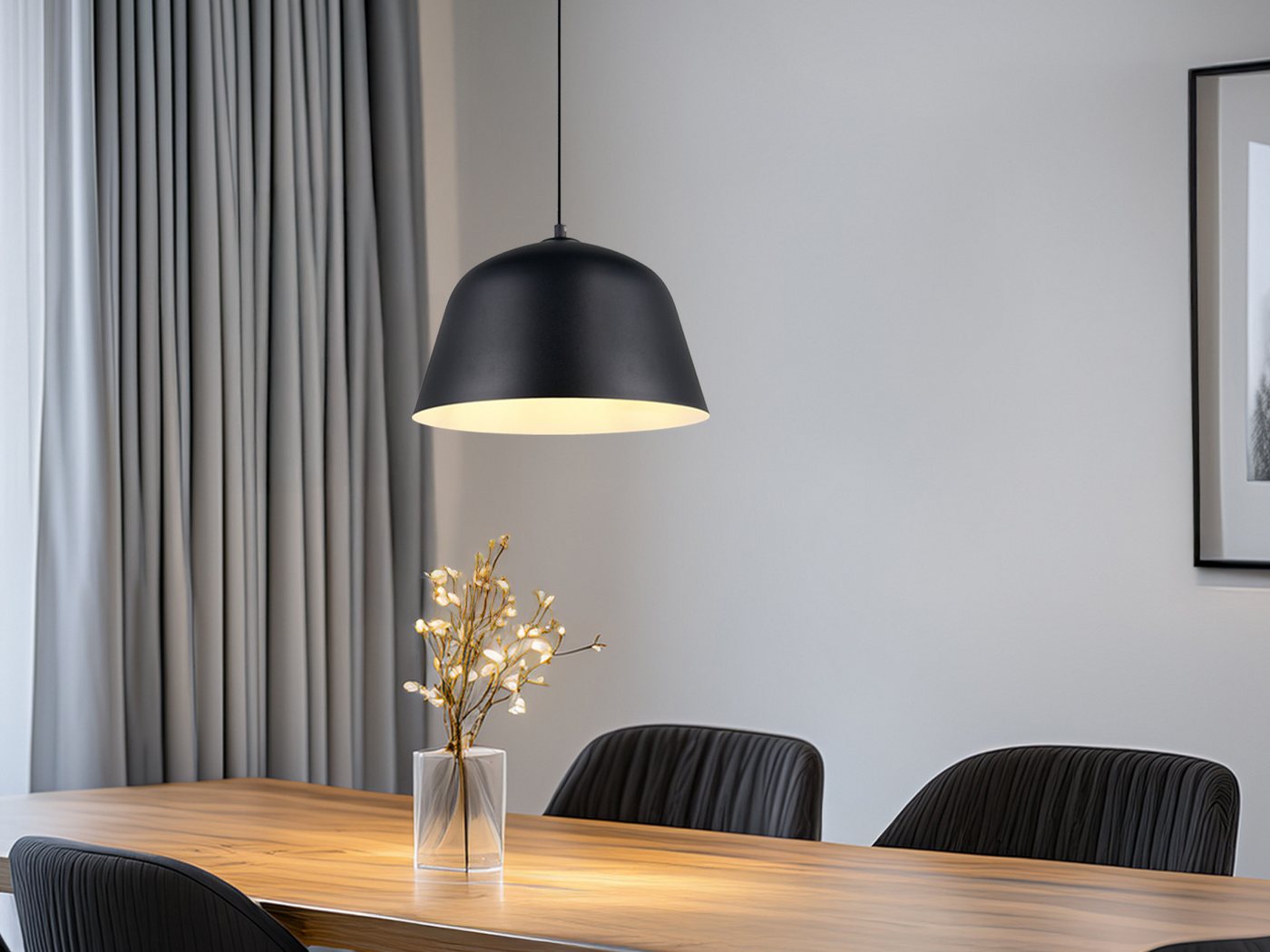 Reality Leuchten LED Pendelleuchte höhenverstellbar Metall Schwarz Ø 30cm, Dimmfunktion, LED wechselbar, warmweiß, Esstisch-lampen & Küchenlampe-n hängend einflammig inkl. Leuchtmittel