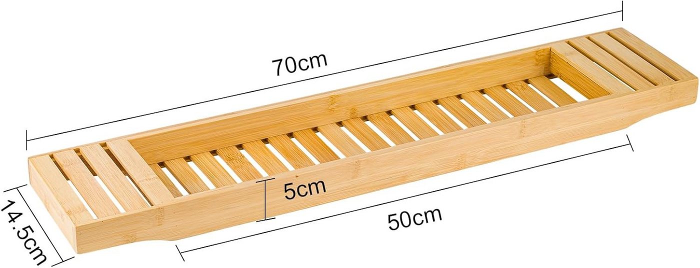 Youyijia Badewannenablage Badewannenablage aus Bambus 70 x 14,5 x 5 cm Bild 2