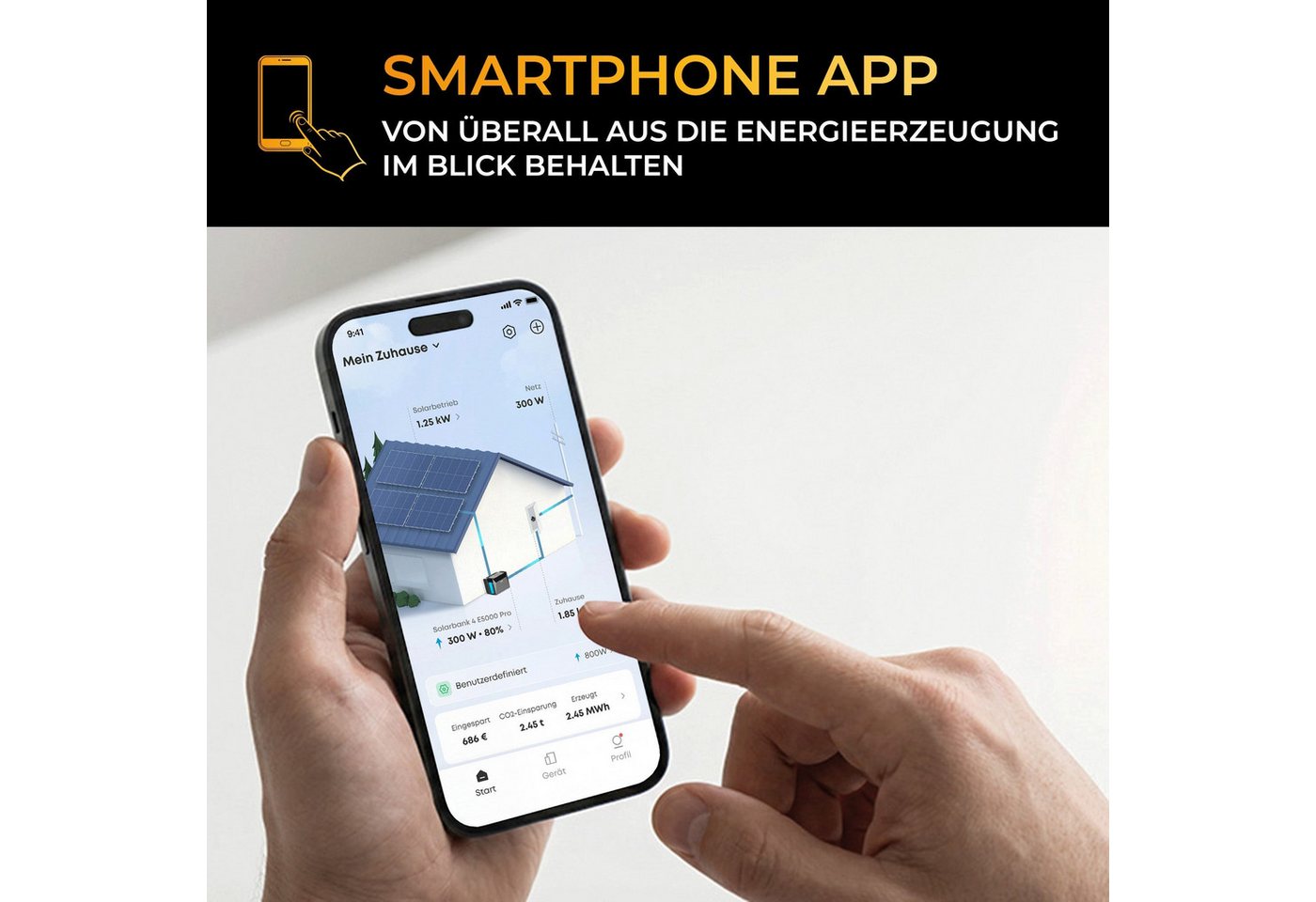 Kleines Kraftwerk Balkonkraftwerk, 2000 W, Monokristallin, (Flachdach/Garten, 0% MwSt für Privatkunden - Solaranlage Komplettset mit Speicher), 4 x 500W, Anker Solarbank 4 Pro