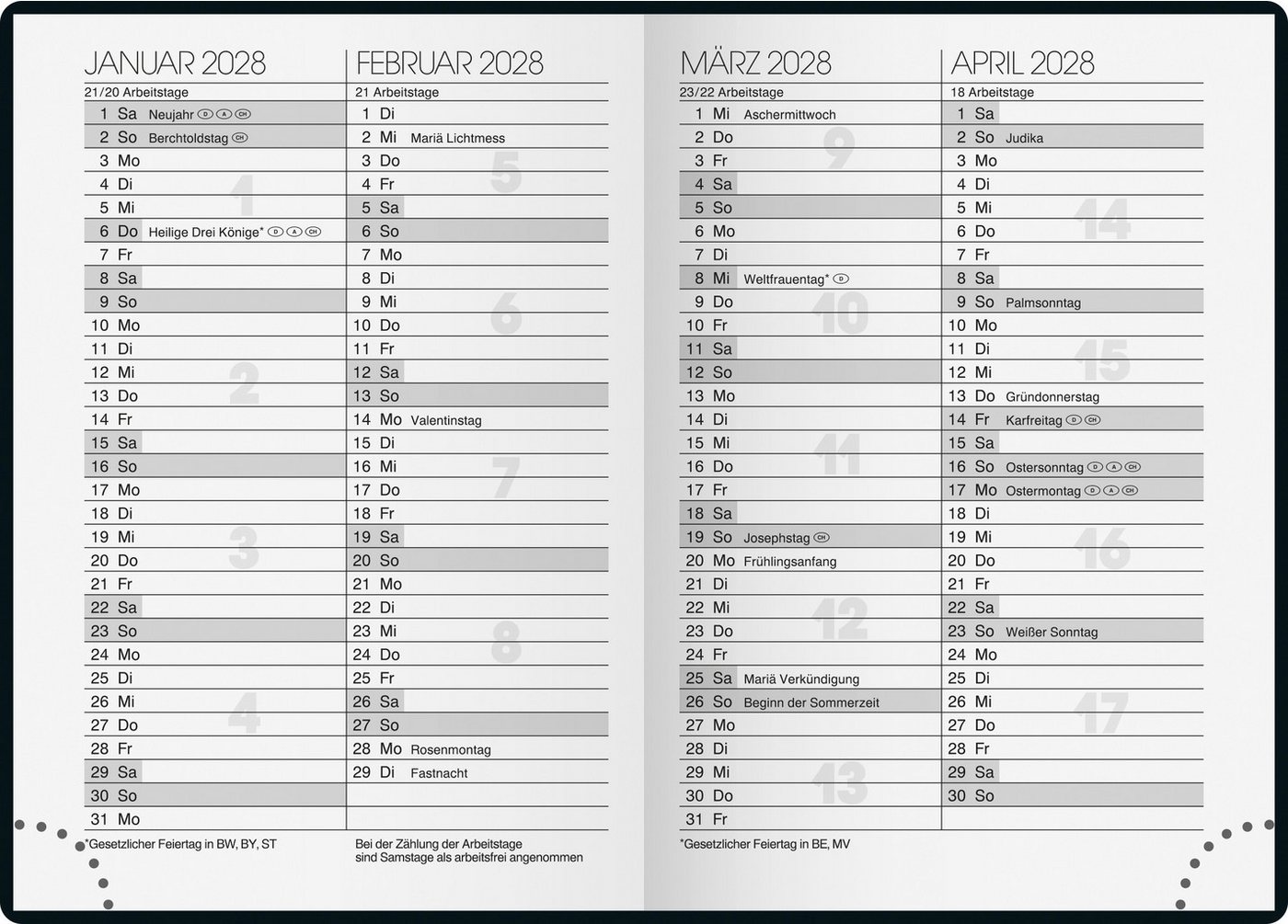 BRUNNEN Taschenkalender 2027 BRUNNEN Taschenkalender7x10cm sort 2S/1W Bild 2