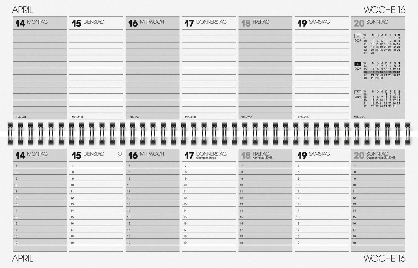BRUNNEN Schreibtischkalender 2027 BRUNNEN Querterminbuch33x10cm sort 2S/1W Bild 2