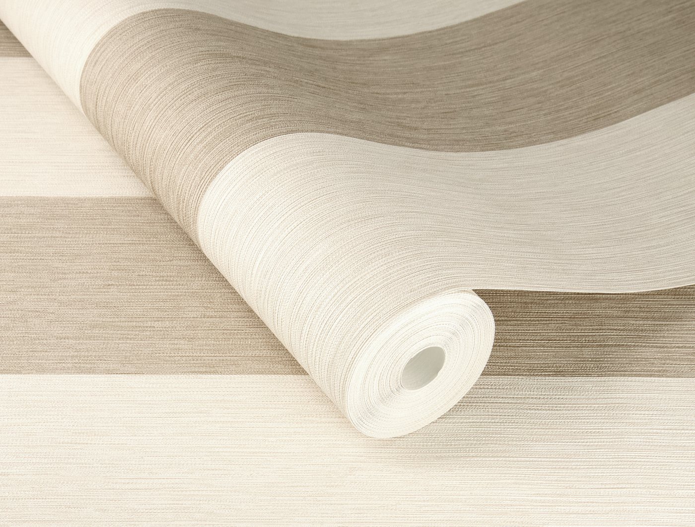 Rasch Vliestapete Blockstreifen - Vinyltapete Beige Creme, Strukturoptik, (1 Rolle, 1 St., 10,05 m x 0,53 m), gute Lichtbeständigkeit, feucht abwischbar, restlos abziehbar Bild 2