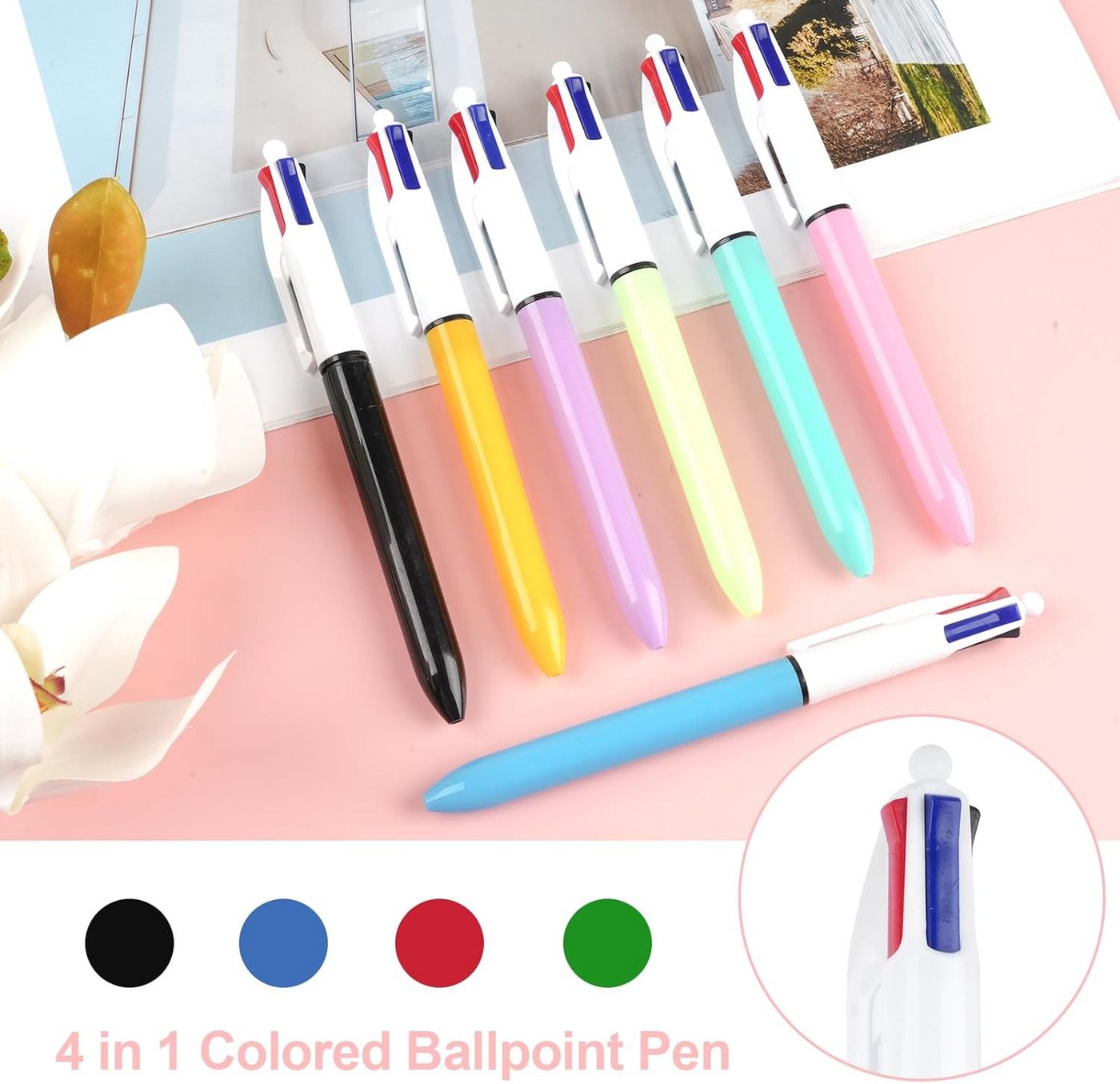 FELIXLEO Drehkugelschreiber 14 Stk 4 Farben Kugelschreiber Set 4-in-1 Einziehbar 1.0mm Bild 2