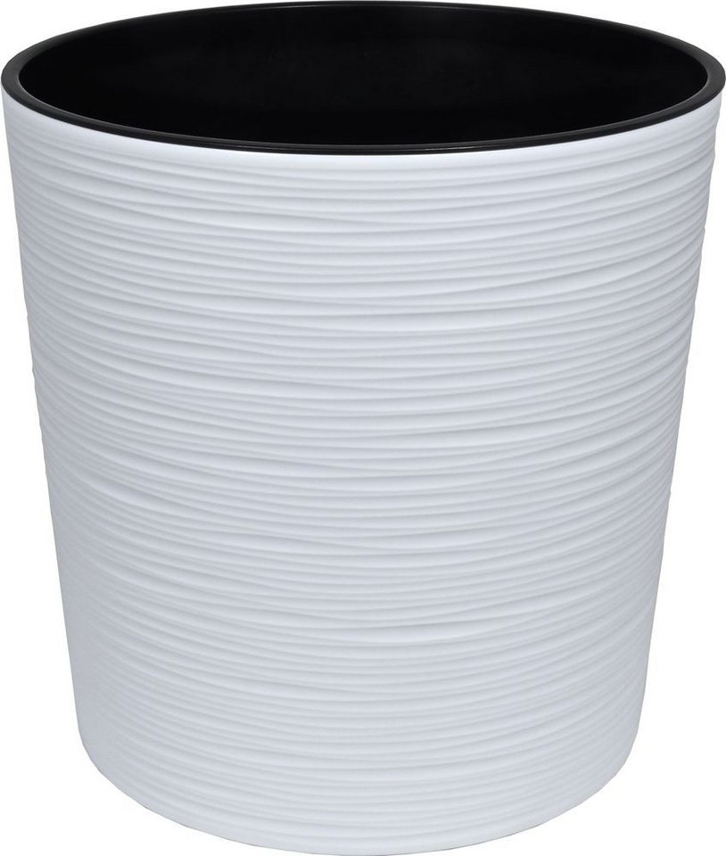 Heimwerkercenter Übertopf MePla - Kübel Malwa Strip -ø19cm - weiß