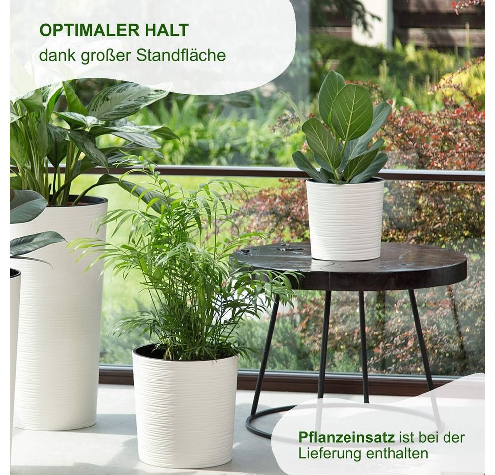 Heimwerkercenter Übertopf MePla - Kübel Malwa Strip -ø19cm - weiß Bild 3