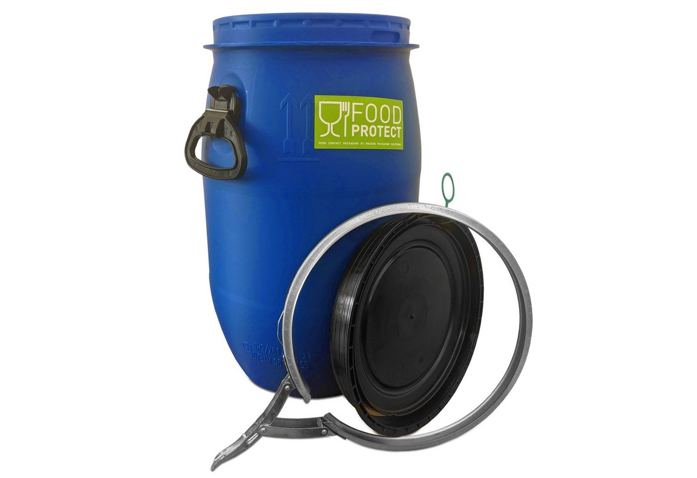 Plasteo Regentonne 30L Deckelfass lebensmittelecht FDA-Zulassung UN-Zulassung, 30 l, (2-tlg)