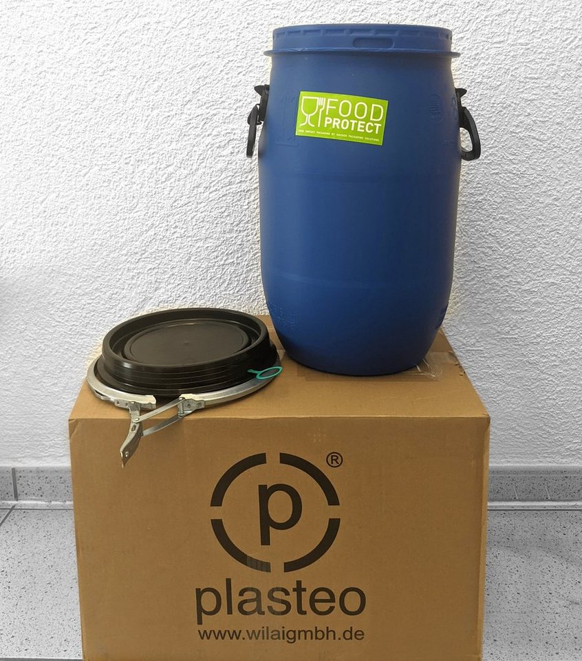 Plasteo Regentonne 30L Deckelfass lebensmittelecht FDA-Zulassung UN-Zulassung, 30 l, (2-tlg) Bild 2