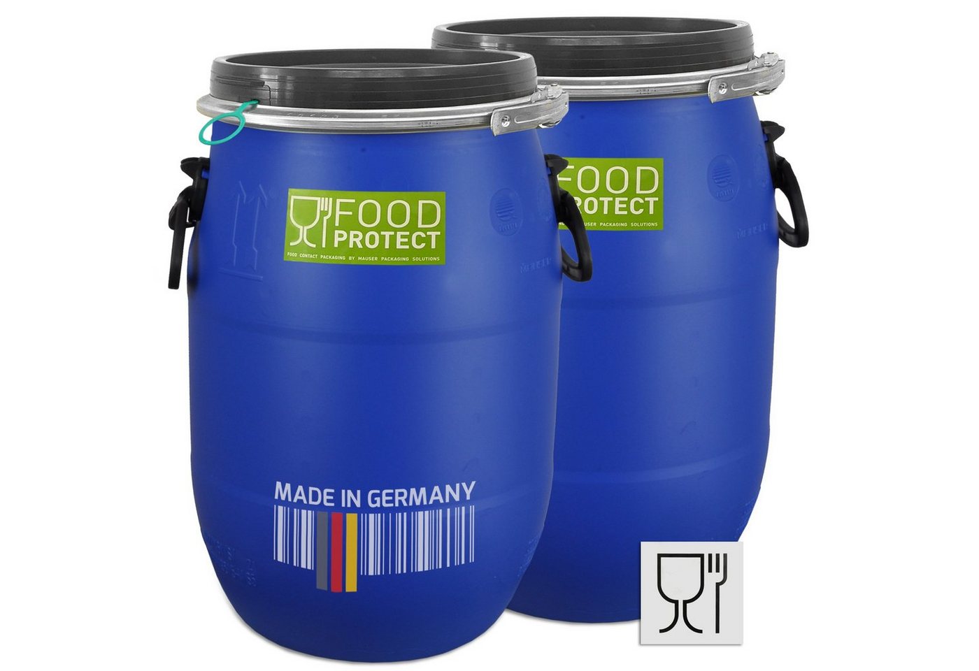 Plasteo Regentonne 30L Deckelfass lebensmittelecht FDA-Zulassung UN-Zulassung, 30 l, (2-tlg) Bild 3