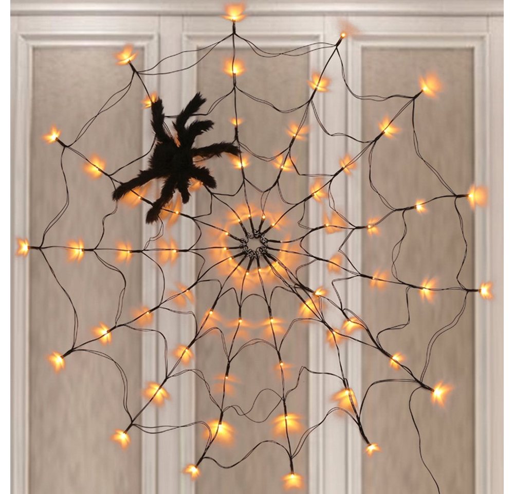 Merry 2024 Dekolicht Halloween Dekoration Party Spinnennetz Lichter,LED Lichterkette, USB, Batterie/USB Bild 3