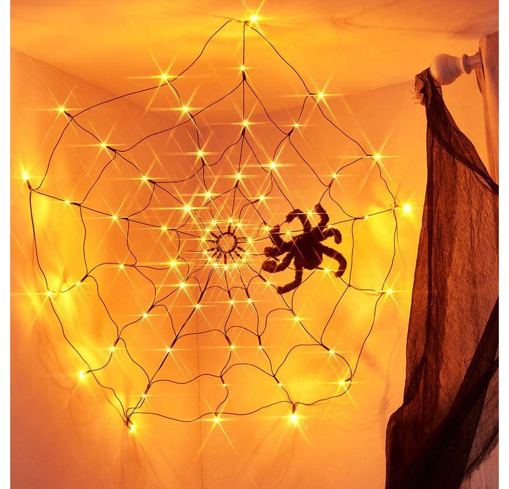 Merry 2024 Dekolicht Halloween Dekoration Party Spinnennetz Lichter,LED Lichterkette, USB, Batterie/USB Bild 5