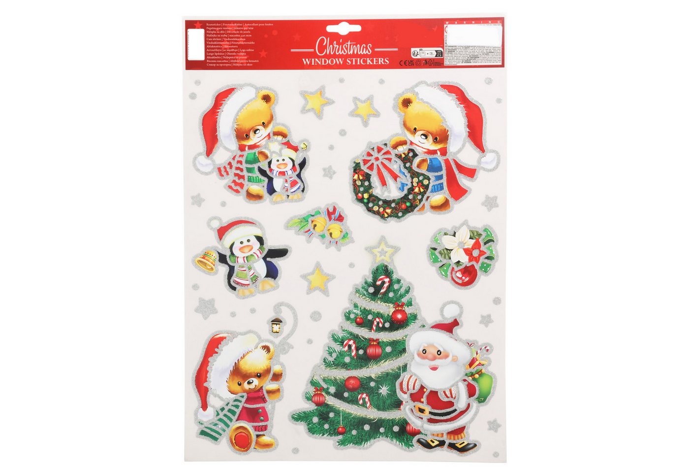 Annastore Fensterdekoration 4 x Bögen Selbstklebende Fensterbilder für Weihnachten Fenstersticker, Fensteraufkleber, 42 x 30 cm (pro Bogen)