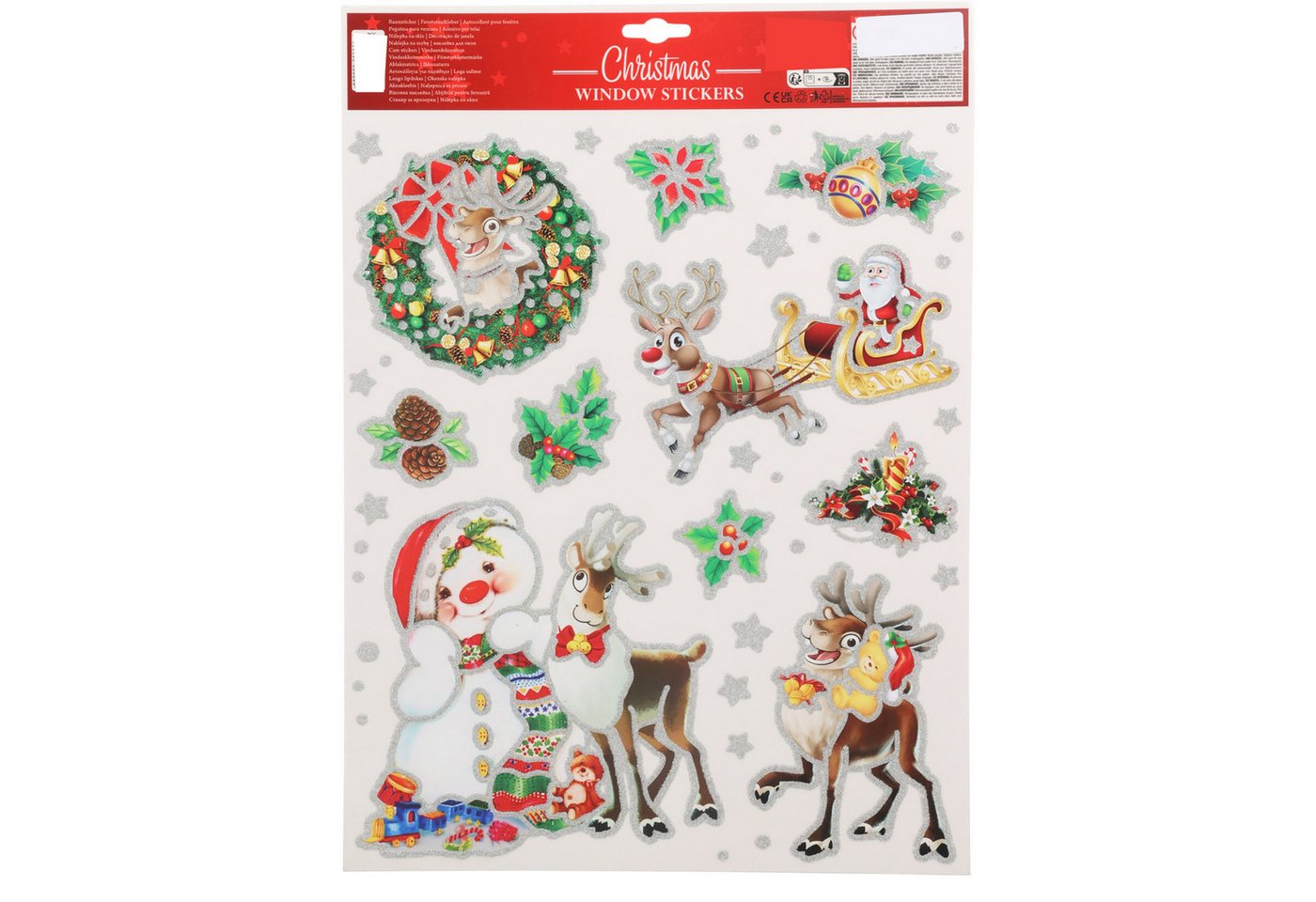 Annastore Fensterdekoration 4 x Bögen Selbstklebende Fensterbilder für Weihnachten Fenstersticker, Fensteraufkleber, 42 x 30 cm (pro Bogen) Bild 2