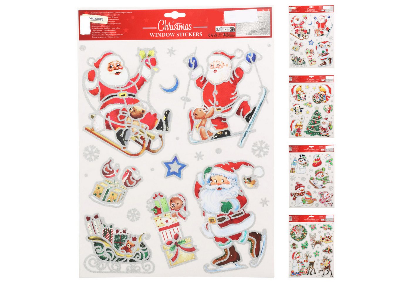 Annastore Fensterdekoration 4 x Bögen Selbstklebende Fensterbilder für Weihnachten Fenstersticker, Fensteraufkleber, 42 x 30 cm (pro Bogen) Bild 3