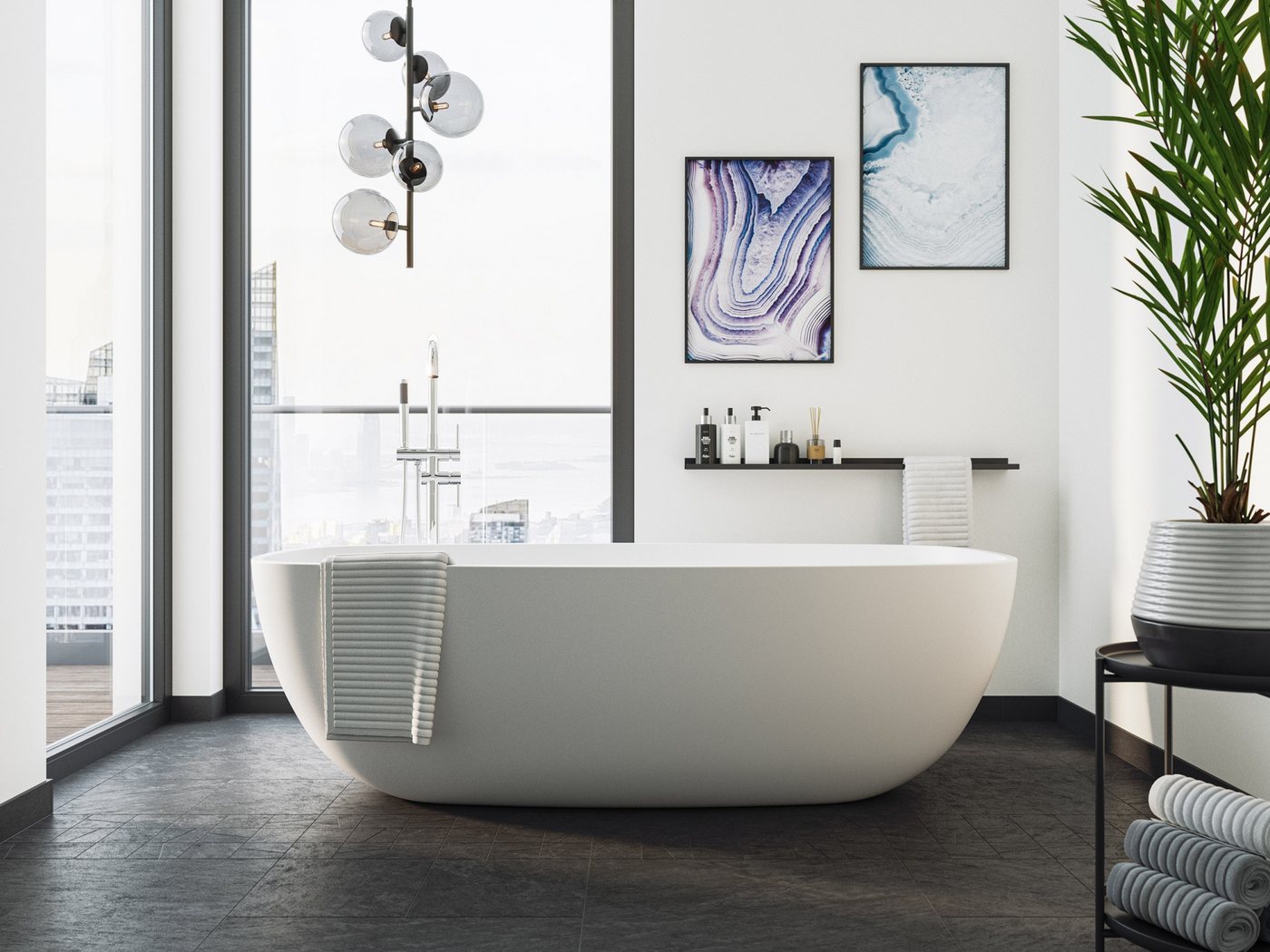Magnolia Home Badewanne Freistehende Badewanne Legacy 180 Solid Stone Weiß matt Bild 2