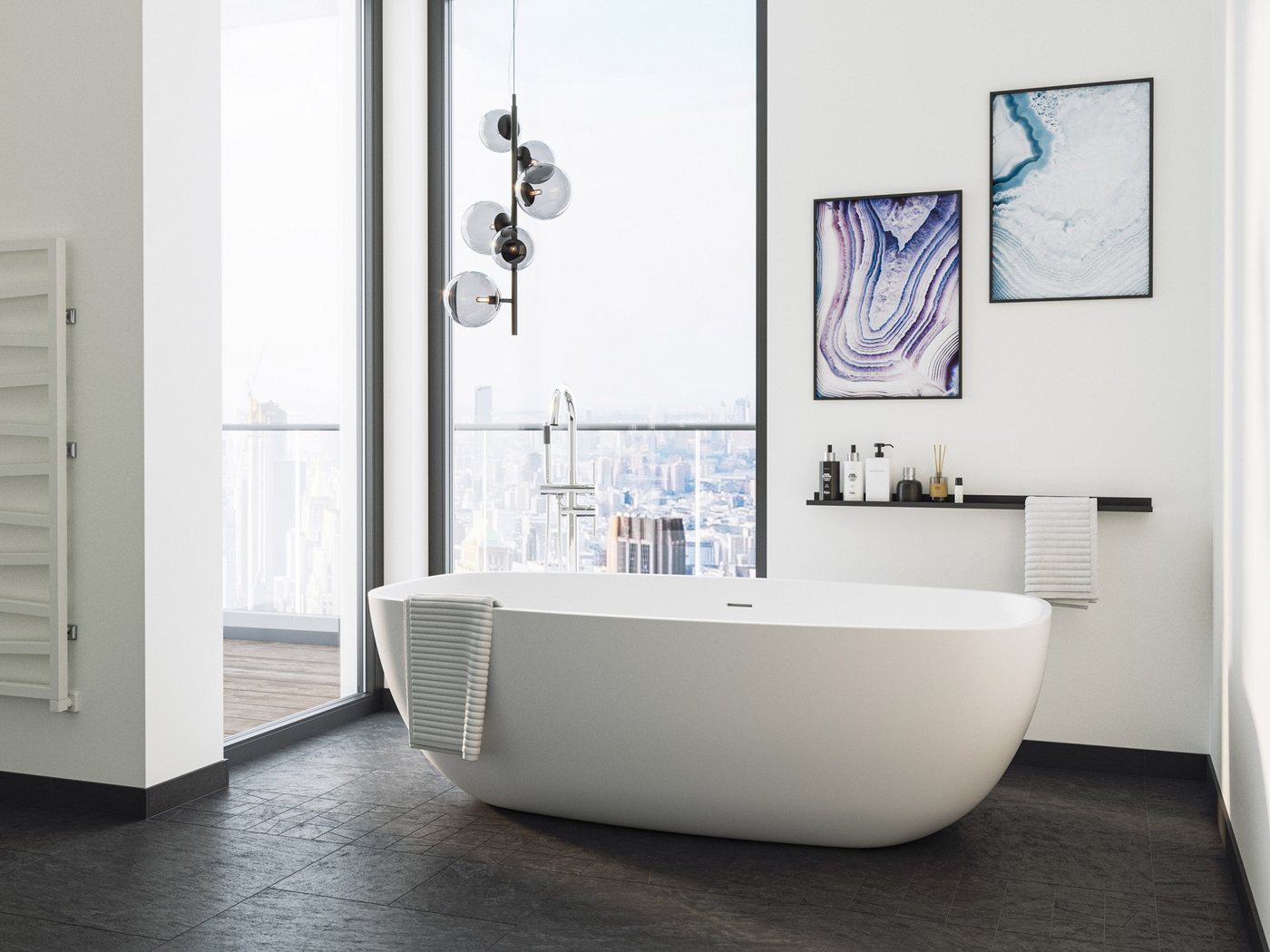 Magnolia Home Badewanne Freistehende Badewanne Legacy 180 Solid Stone Weiß matt Bild 3