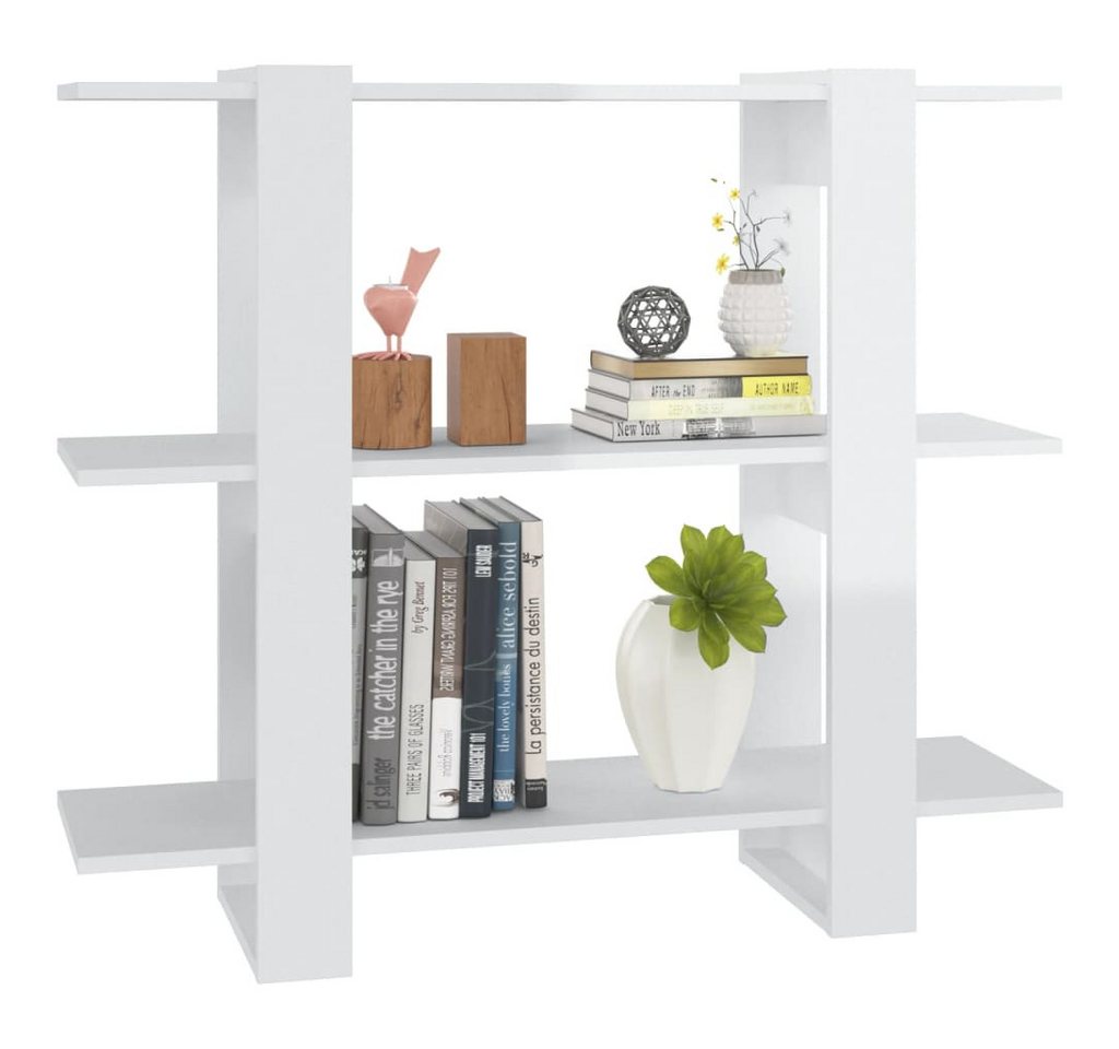 furnicato Bücherregal 100x30x87 cm Hochglanz-Weiß aus Holzwerkstoff, 1-tlg., Stabiler Raumteiler mit viel Stauraum für Flure und Wohnbereiche