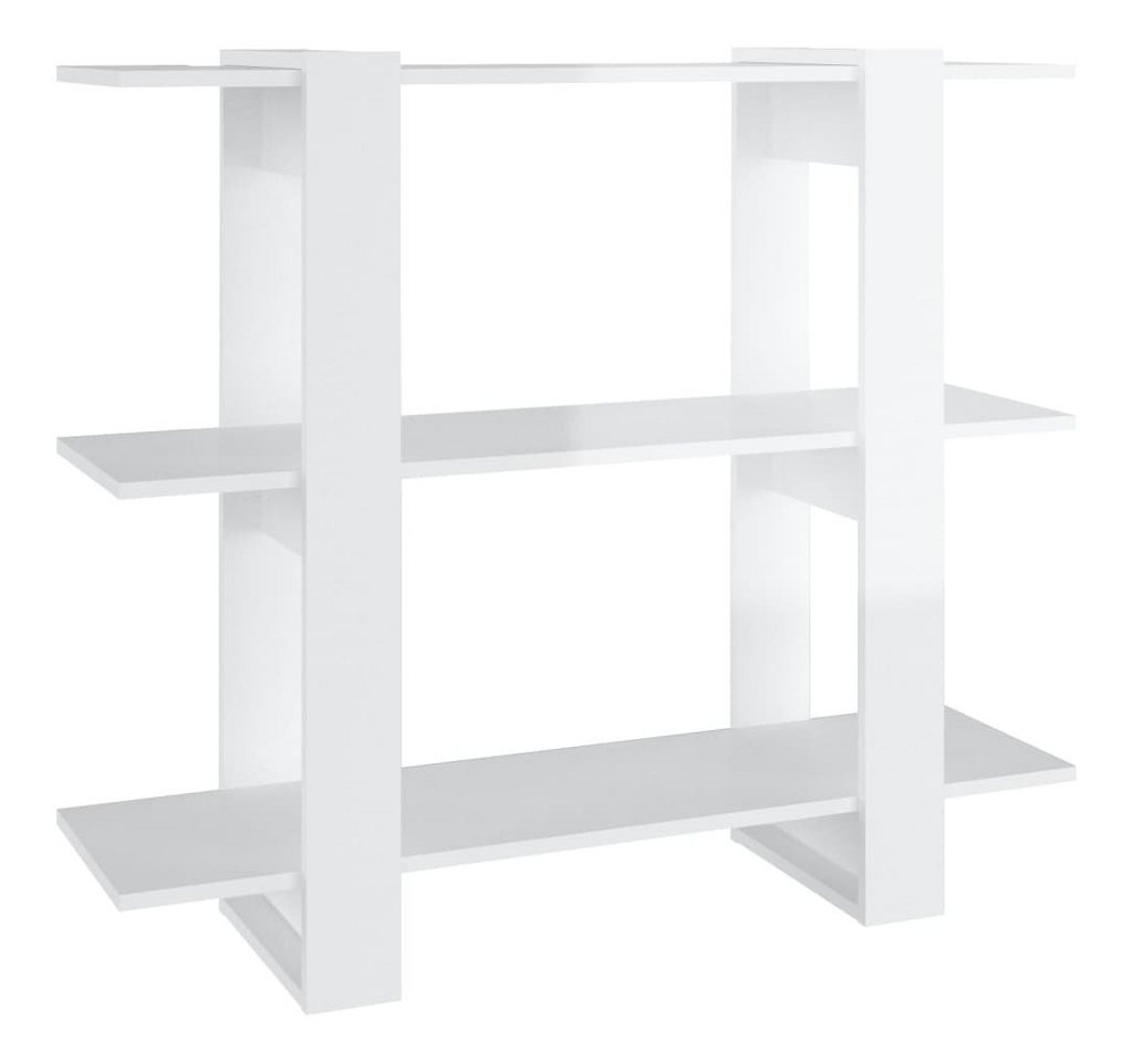 furnicato Bücherregal 100x30x87 cm Hochglanz-Weiß aus Holzwerkstoff, 1-tlg., Stabiler Raumteiler mit viel Stauraum für Flure und Wohnbereiche Bild 2
