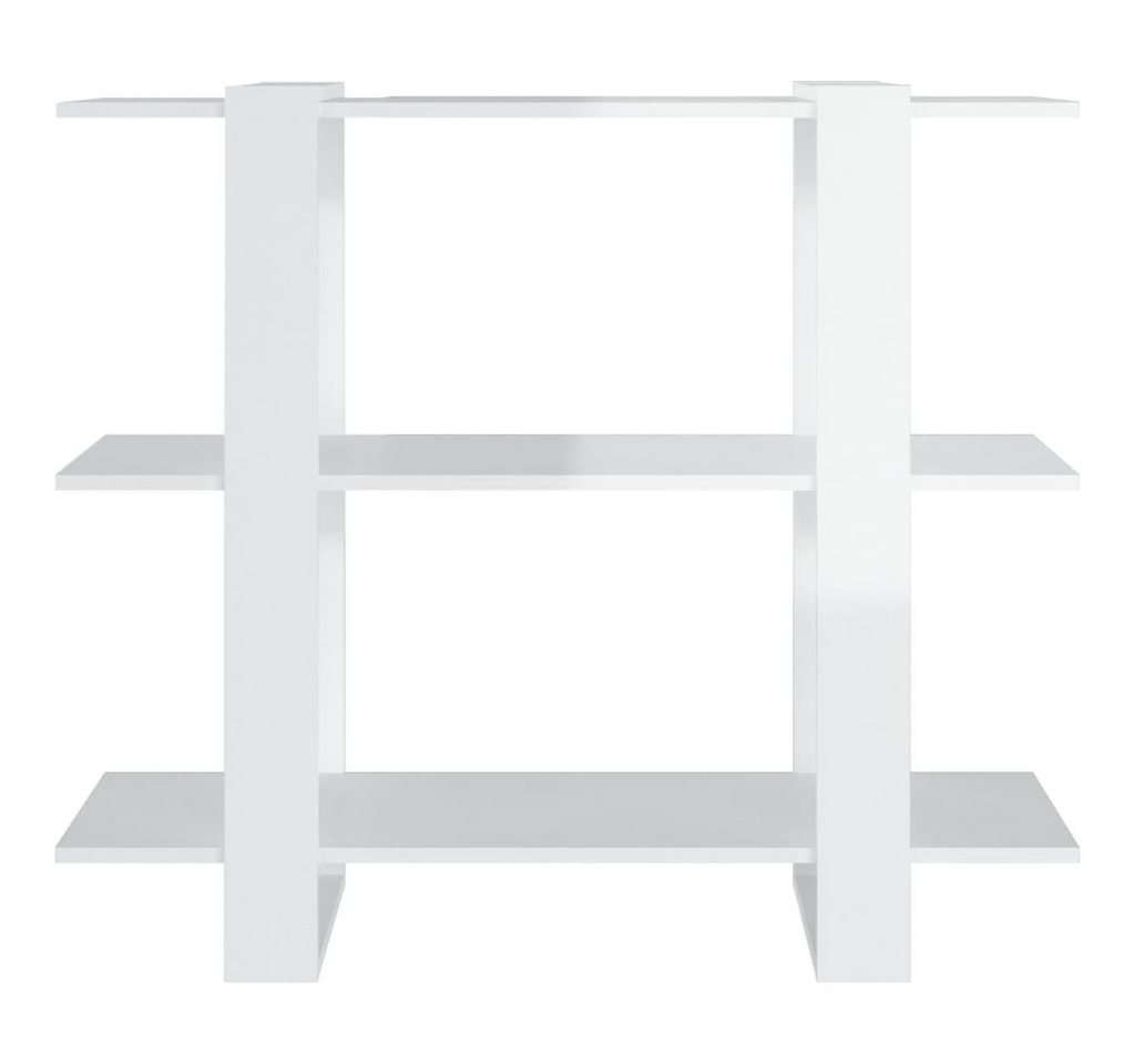 furnicato Bücherregal 100x30x87 cm Hochglanz-Weiß aus Holzwerkstoff, 1-tlg., Stabiler Raumteiler mit viel Stauraum für Flure und Wohnbereiche Bild 3