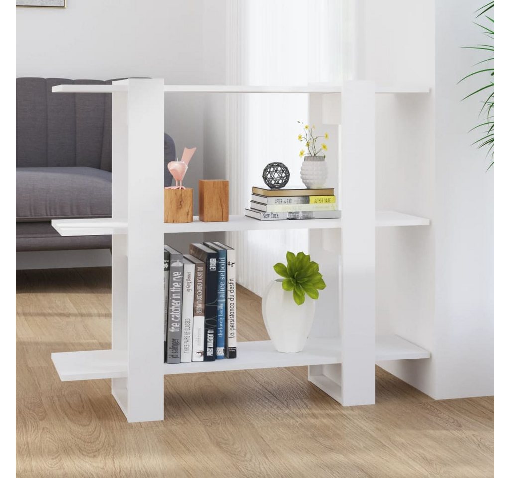 furnicato Bücherregal 100x30x87 cm Hochglanz-Weiß aus Holzwerkstoff, 1-tlg., Stabiler Raumteiler mit viel Stauraum für Flure und Wohnbereiche Bild 5