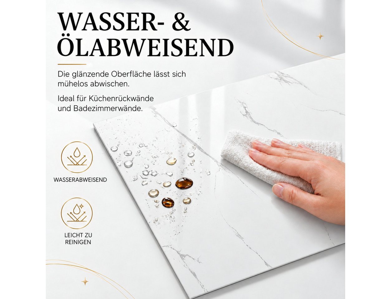 LEMLIT Fliesenaufkleber Selbstklebende Wandpaneele Marmoroptik 60 x 30 cm, 2,2 mm (20er Set, 20 St., Maße je Paneel: 60 x 30 x 0,22 cm), Wandverkleidung Marmoroptik, für Küche, Bad und Wohnzimmer Bild 2