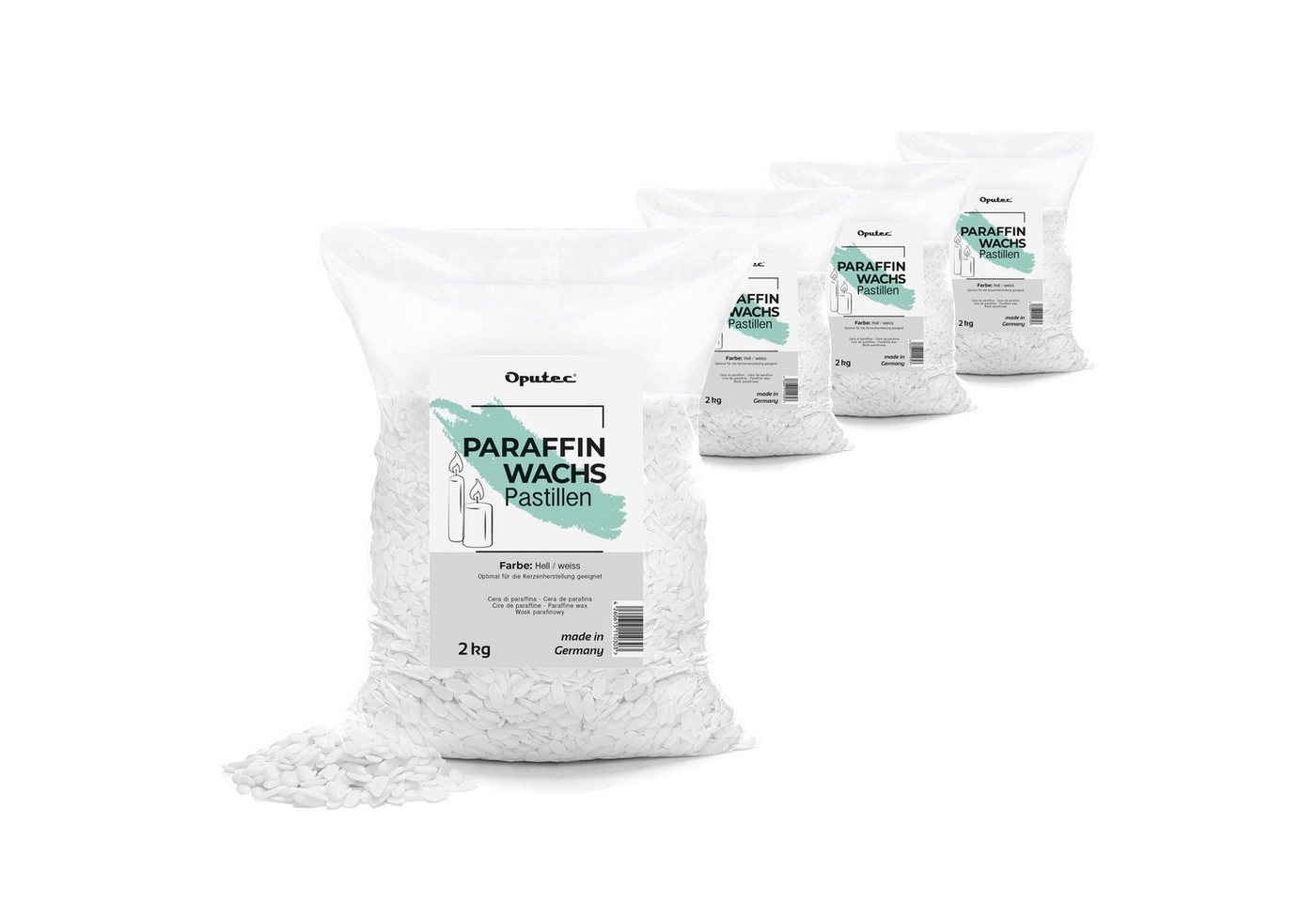Oputec Bastelnaturmaterial 8 KG Paraffinwachs Pastillen – Weißes Kerzenwachs zum Kerzen gießen, (XXL-Set)