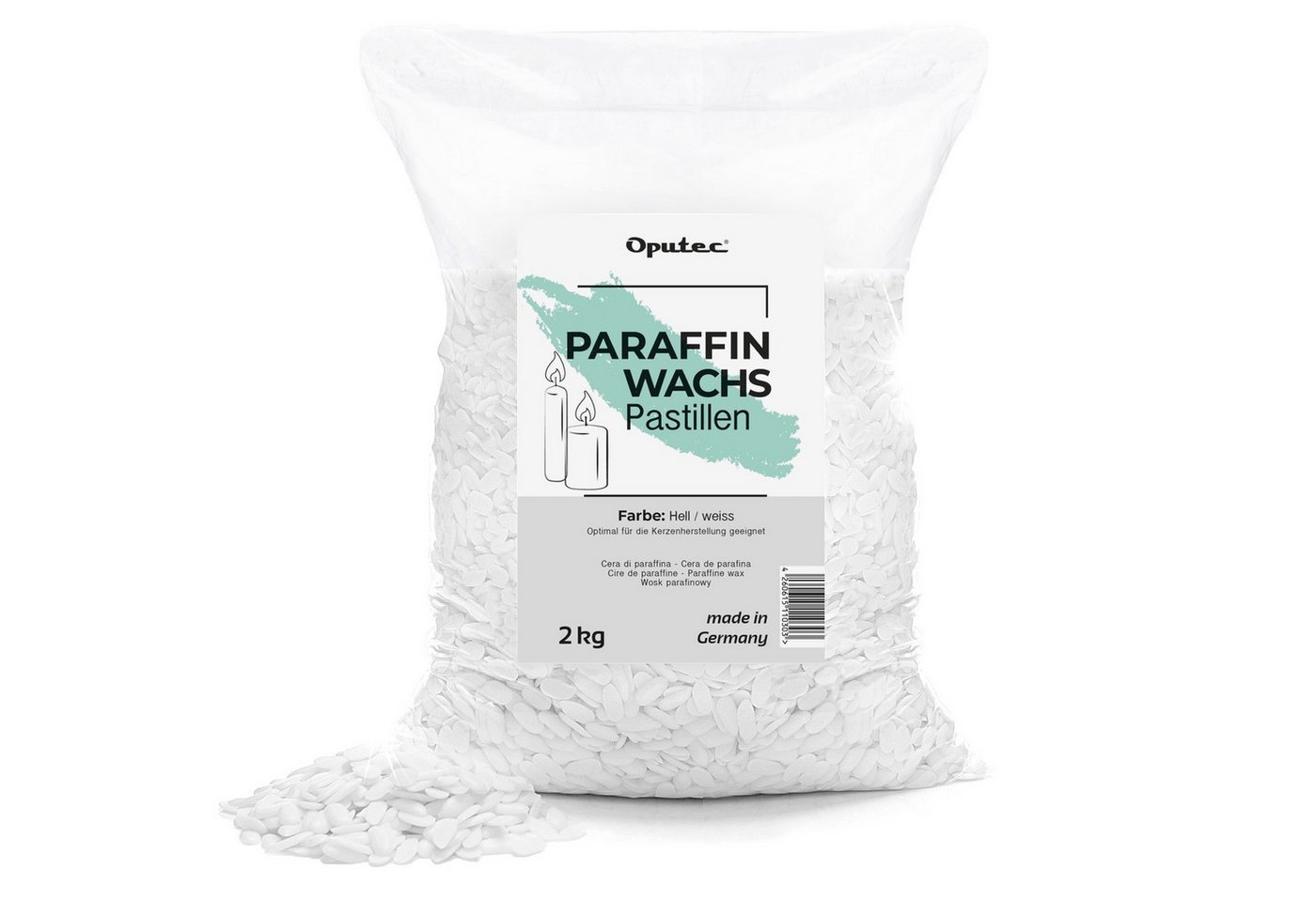 Oputec Bastelnaturmaterial 8 KG Paraffinwachs Pastillen – Weißes Kerzenwachs zum Kerzen gießen, (XXL-Set) Bild 3