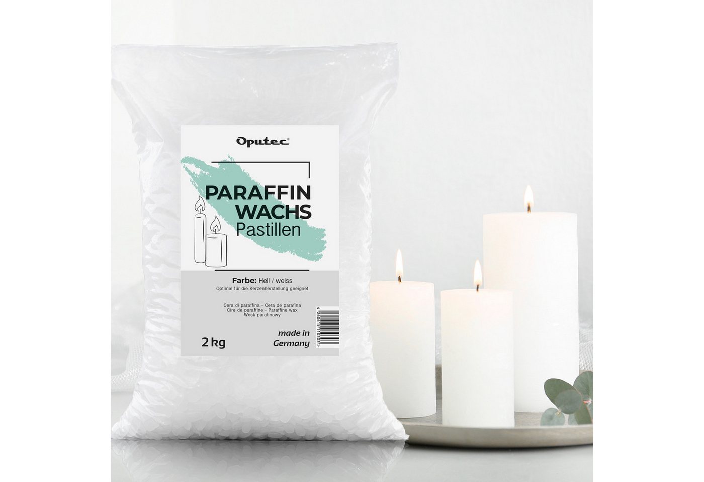 Oputec Bastelnaturmaterial 8 KG Paraffinwachs Pastillen – Weißes Kerzenwachs zum Kerzen gießen, (XXL-Set) Bild 4