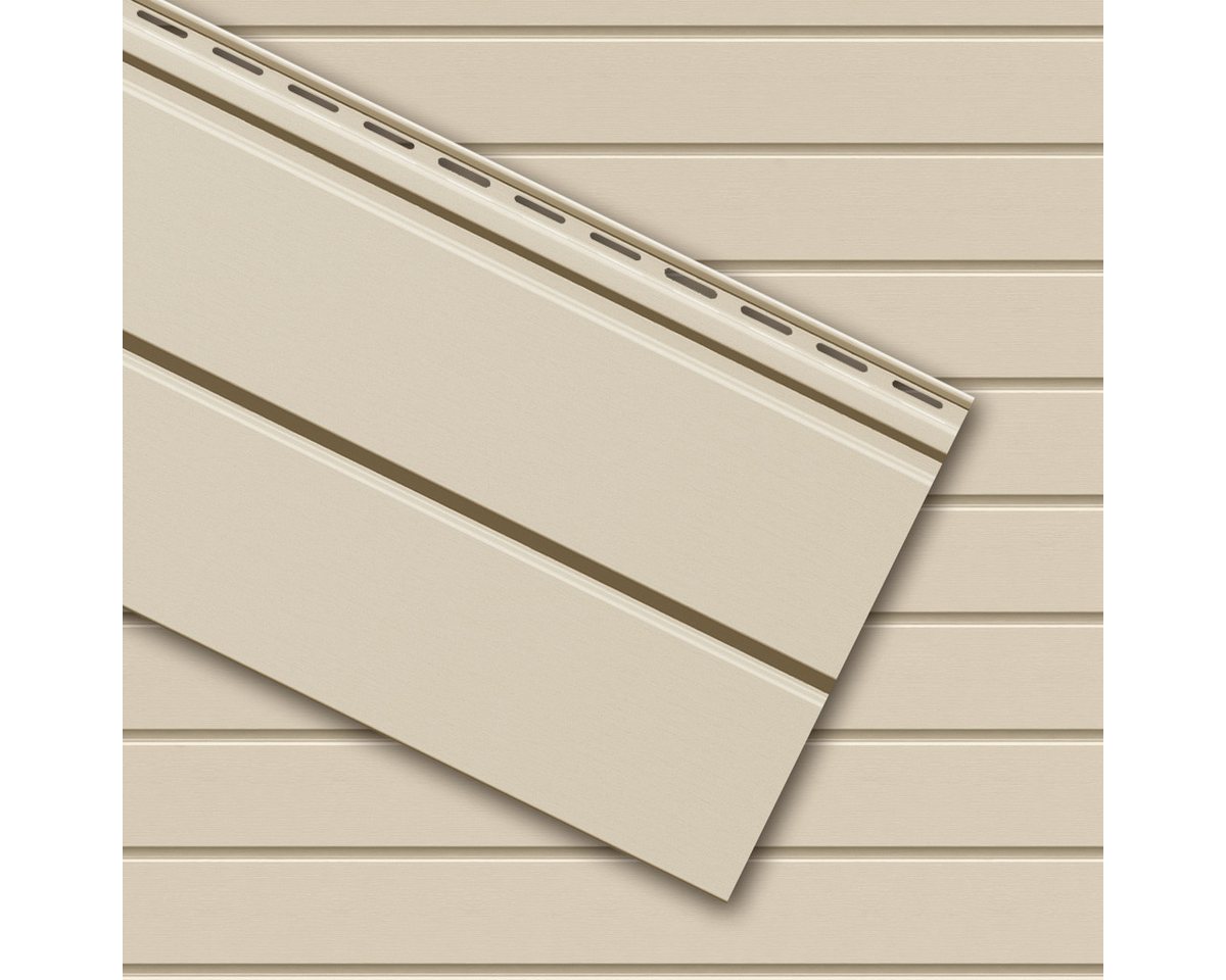 VILO Verkleidungspaneel Canadian Siding SV-05 Rundprofil 2-Brett 3,0m St. 0,75qm beige, BxL: 28,5x300 cm, 0,85 qm, (Stückweise 1 Paneel, 0,85 qm) 2-lagig, solide Beständigkeit, pflegeleicht, abwaschbar, Leichtgewicht
