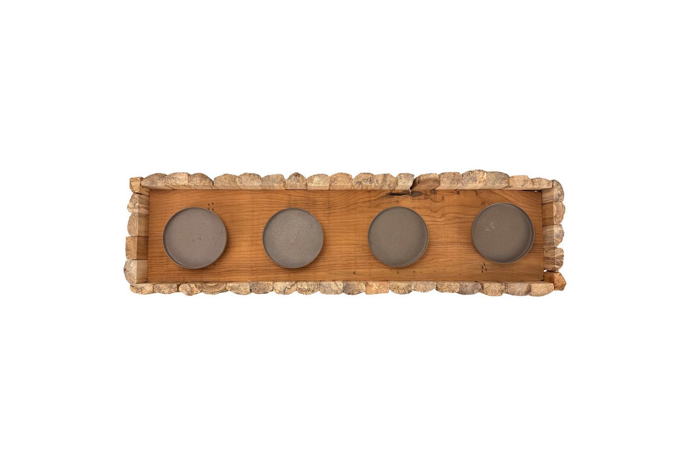 Online-Fuchs Adventskranz länglich aus Holz für Stumpenkerzen - Weihnachtsdekoration, natürlicher rustikaler Look mit zusätzlichen Dekorationsmöglichkeiten Bild 2