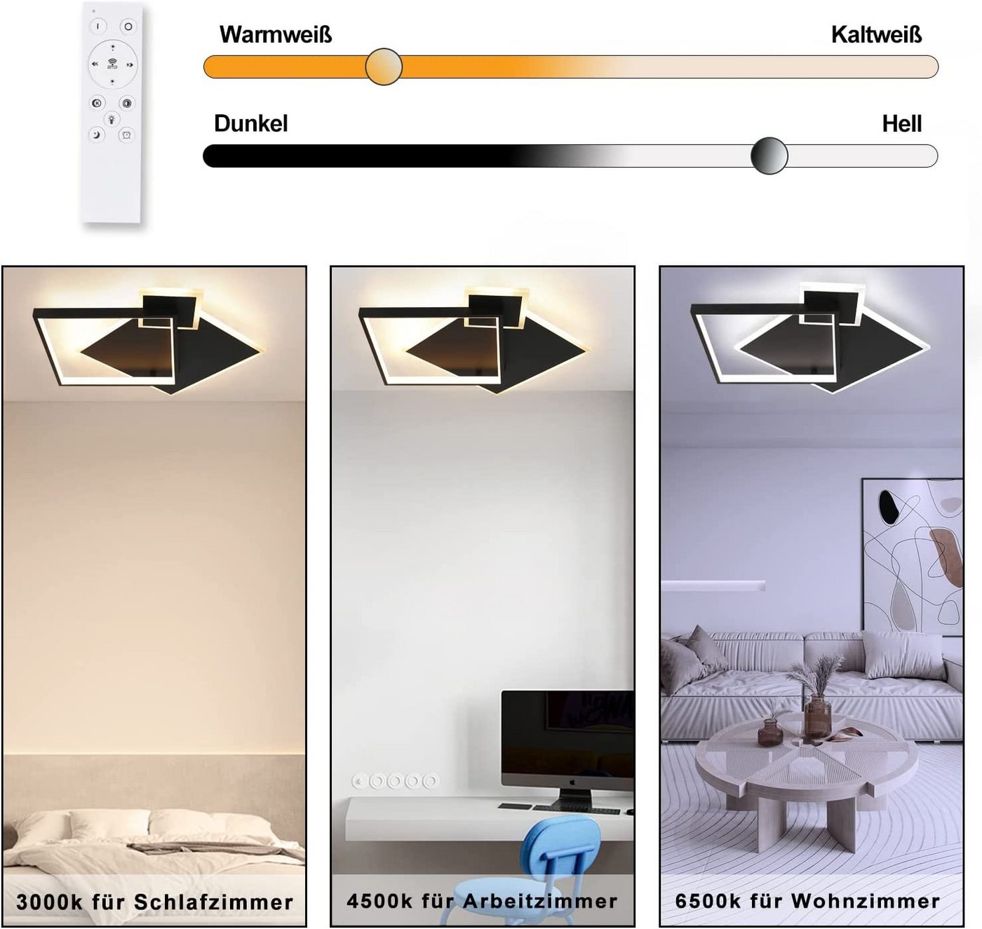 Nettlife Deckenleuchte Dimmbar Wohnzimmerlampe 50W aus Metall, LED fest integriert, Kaltweiß Neutralweiß Warmweiß, Esszimmer Küche Jugendzimmer Schlafzimmer