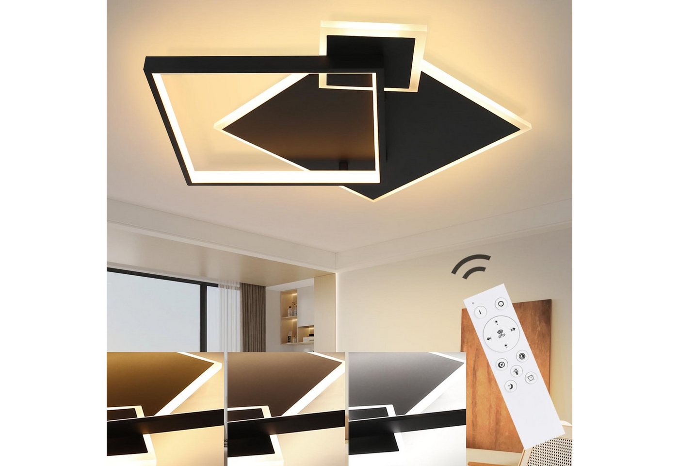 Nettlife Deckenleuchte Dimmbar Wohnzimmerlampe 50W aus Metall, LED fest integriert, Kaltweiß Neutralweiß Warmweiß, Esszimmer Küche Jugendzimmer Schlafzimmer Bild 5