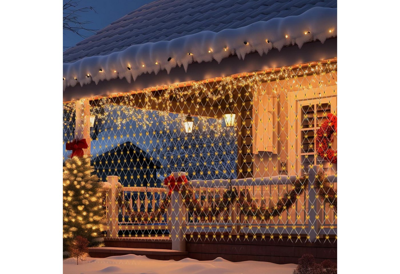 Salcar LED-Lichterkette LED Lichternetz outdoor Lichterkette Garten Weihnachtsdeko aussen, Warmweiß, 8 Modi, Timer, Memory-Funktion, 3x2m, 204 LED