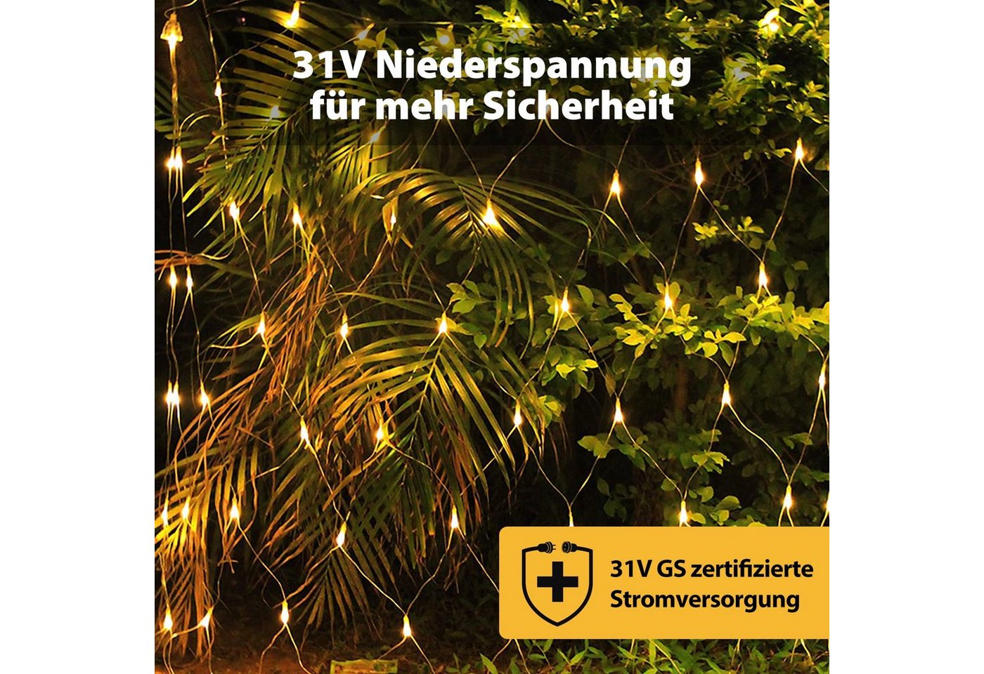 Salcar LED-Lichterkette LED Lichternetz outdoor Lichterkette Garten Weihnachtsdeko aussen, Warmweiß, 8 Modi, Timer, Memory-Funktion, 3x2m, 204 LED Bild 2