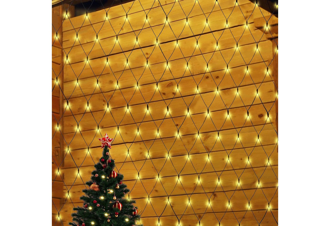Salcar LED-Lichterkette LED Lichternetz outdoor Lichterkette Garten Weihnachtsdeko aussen, Warmweiß, 8 Modi, Timer, Memory-Funktion, 3x2m, 204 LED Bild 3