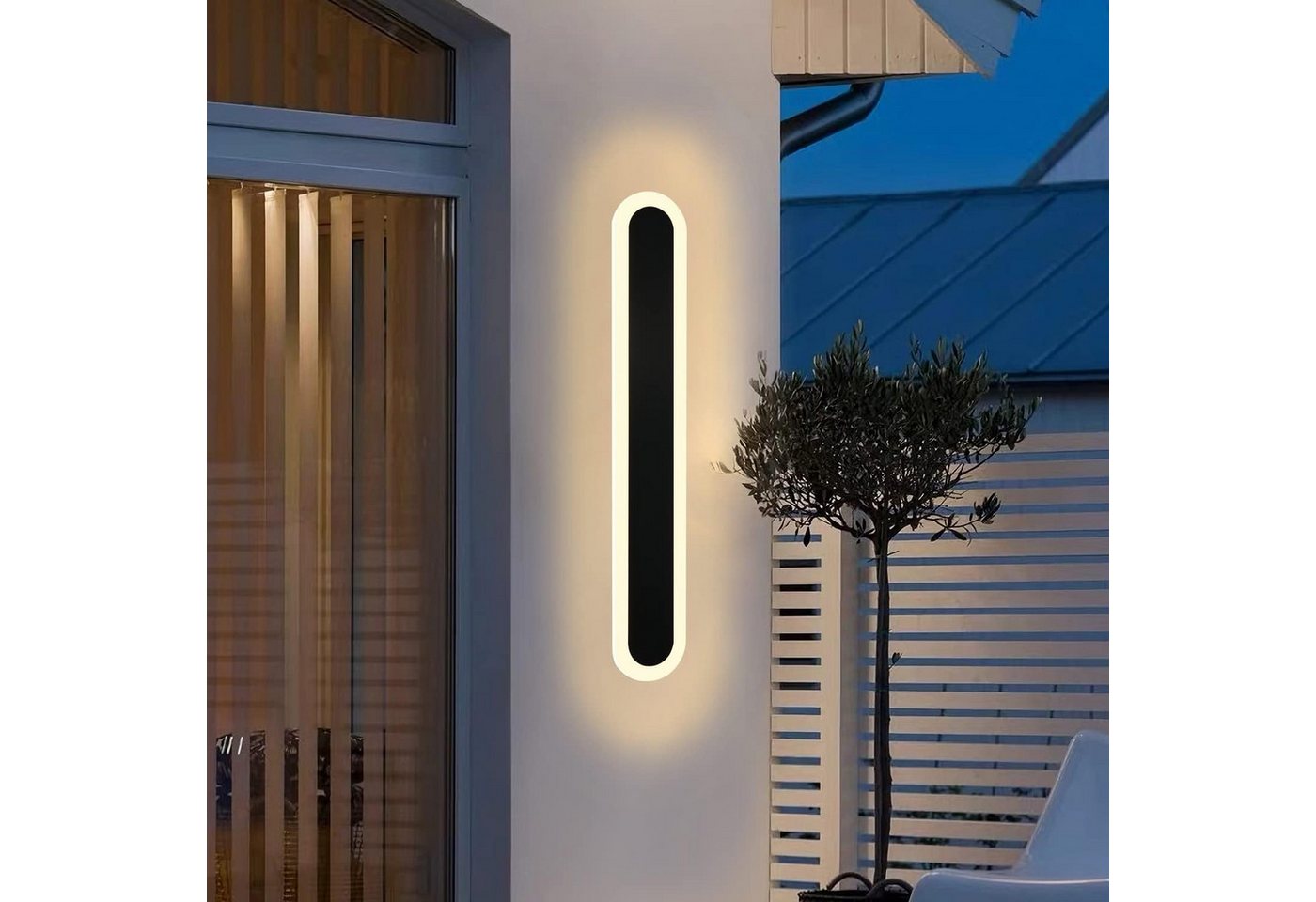 ZMH LED Außen-Wandleuchte Schwarz 3000K Wandbeleuchtung 26W Modern Außen für Hauswand, LED fest integriert, Warmweiß, 3000K, LED Außen-Wandleuchte Schwarz