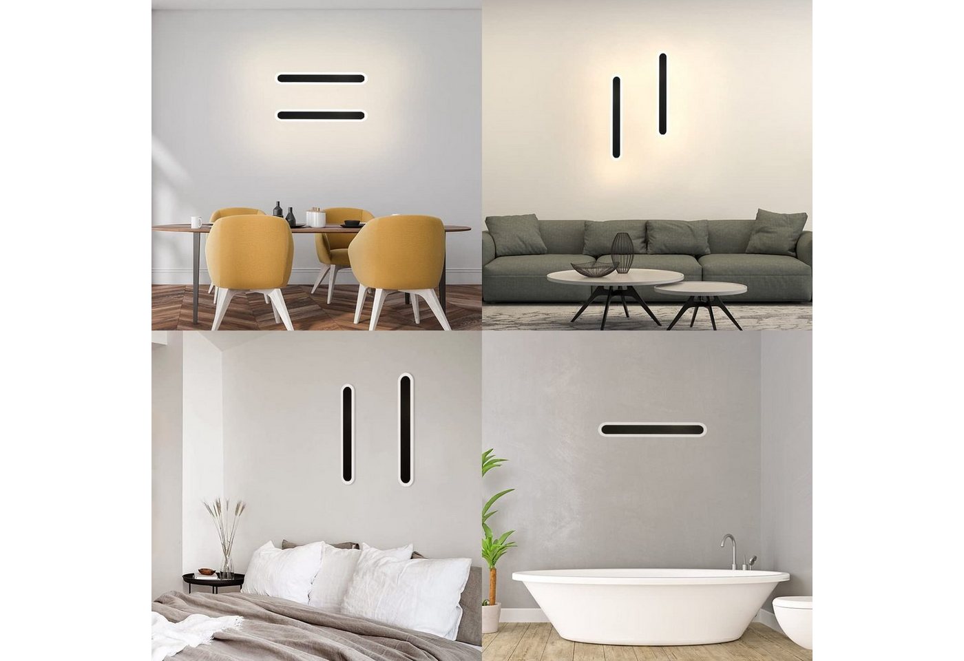 ZMH LED Außen-Wandleuchte Schwarz 3000K Wandbeleuchtung 26W Modern Außen für Hauswand, LED fest integriert, Warmweiß, 3000K, LED Außen-Wandleuchte Schwarz Bild 4