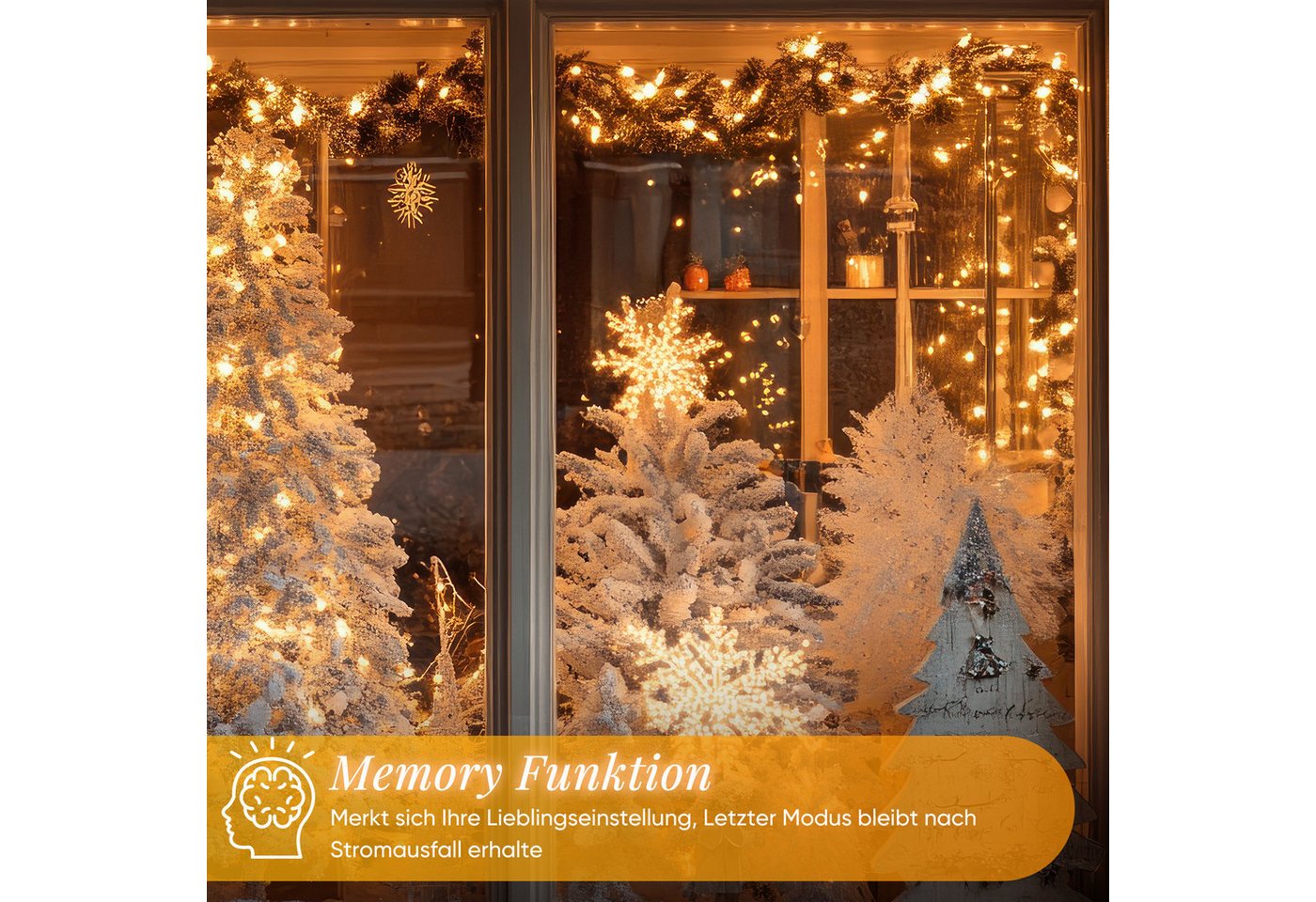 Salcar LED-Lichterkette LED-Lichterkette Aussen Cluster Weihnachtslichterkette Warmweiß, 5M-200 LEDs, 8 Modi, Timer & Memory für Weihnachtsdeko Innen & Außen