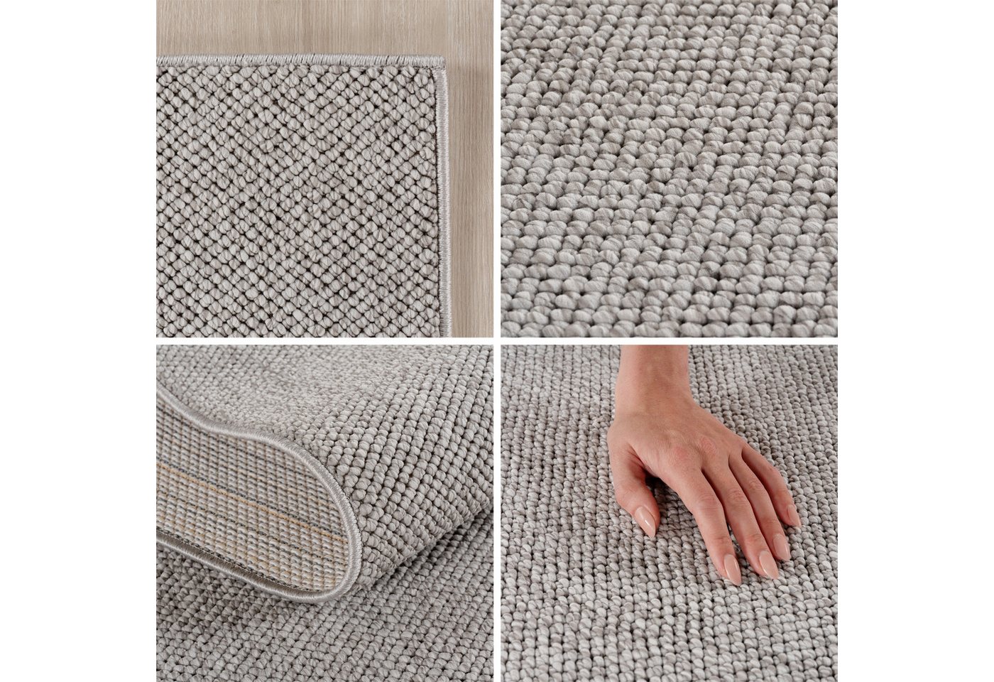 Teppium Teppich Unicolor - Einfarbig, Rund, Höhe: 20 mm, Kurzflor Schlingen Teppich Grau Boucle-Loop Wohnzimmer Teppich Bild 2