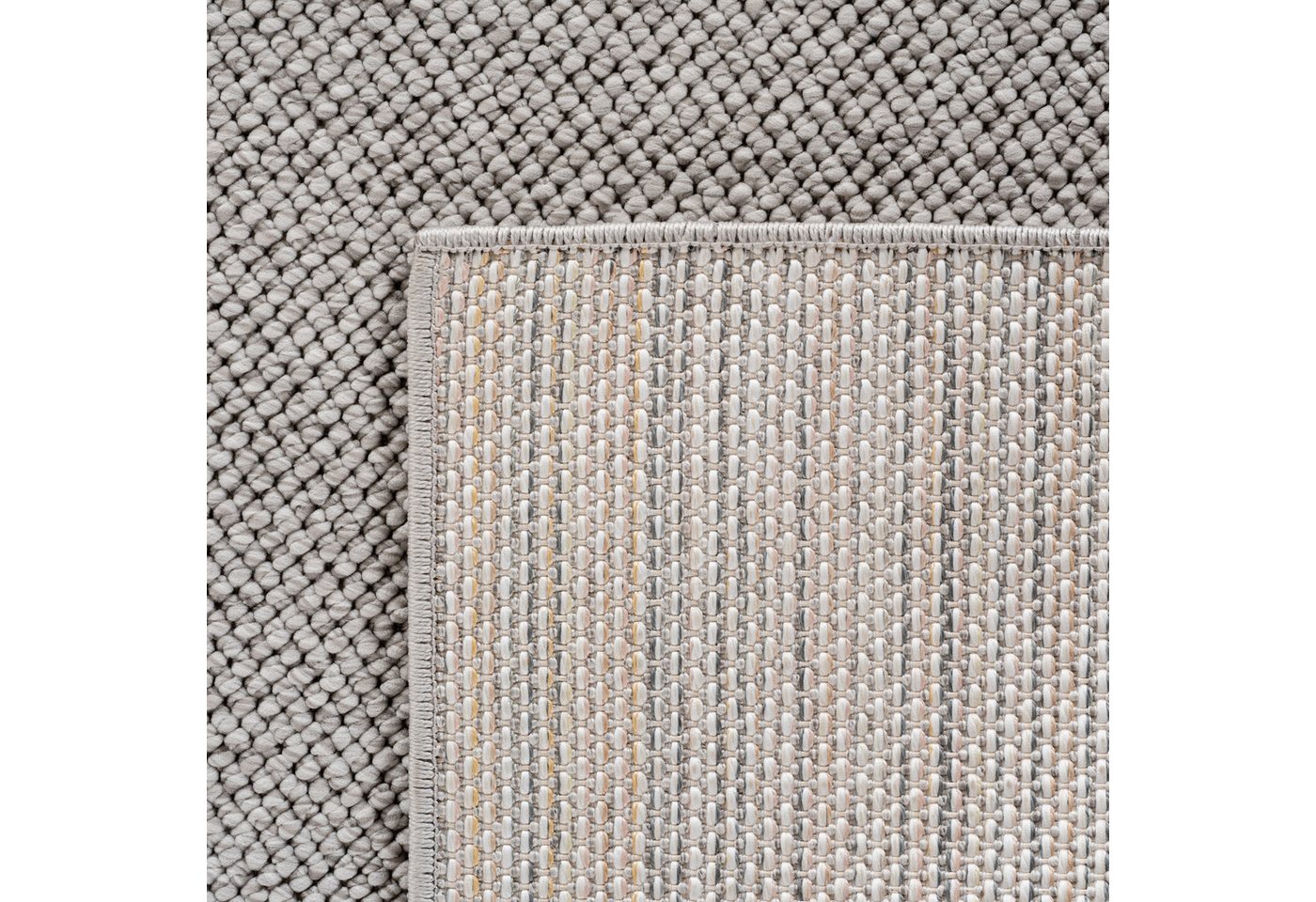 Teppium Teppich Unicolor - Einfarbig, Rund, Höhe: 20 mm, Kurzflor Schlingen Teppich Grau Boucle-Loop Wohnzimmer Teppich Bild 4