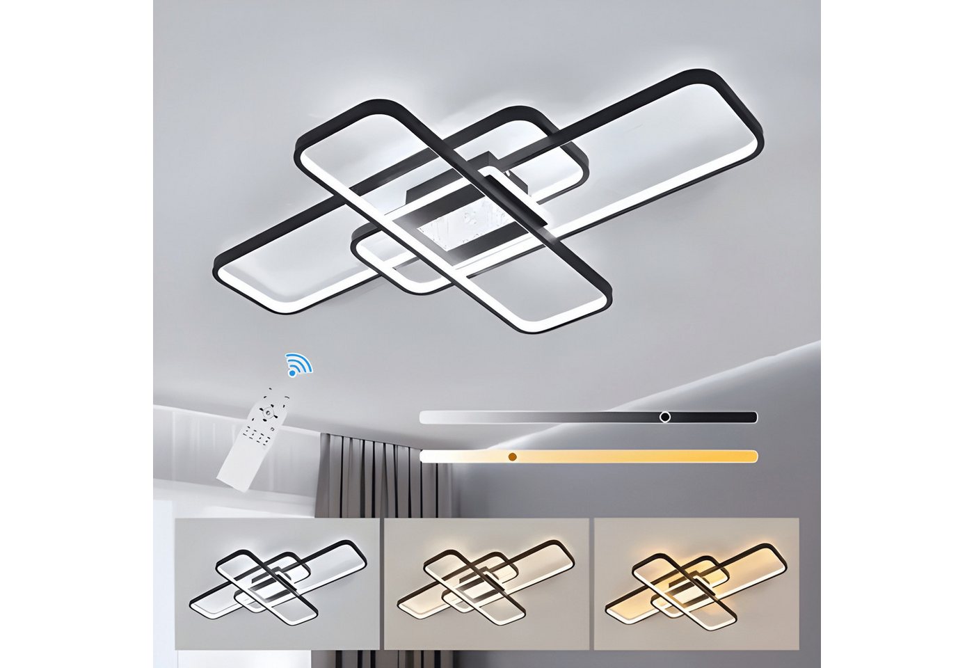 Athlix Deckenleuchte LED Deckenleuchte mit Fernbedienung dimmbar 3000–6500K einstellbar, LED fest integriert, Tageslichtweiß, 55 x 35 x 7cm, Stufenlos dimmbar, 44W Bild 2
