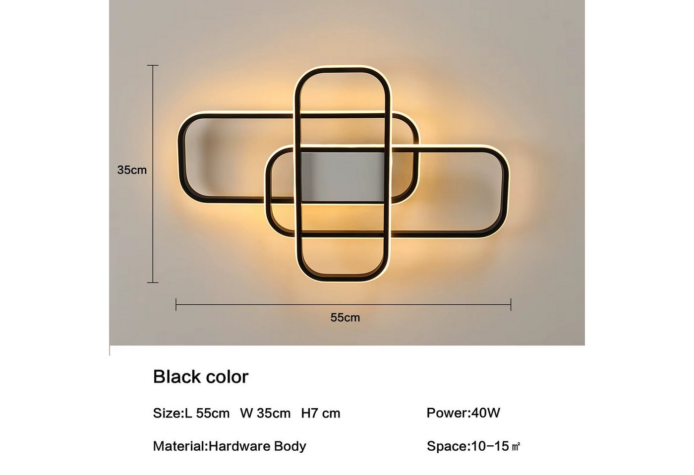 Athlix Deckenleuchte LED Deckenleuchte mit Fernbedienung dimmbar 3000–6500K einstellbar, LED fest integriert, Tageslichtweiß, 55 x 35 x 7cm, Stufenlos dimmbar, 44W Bild 3