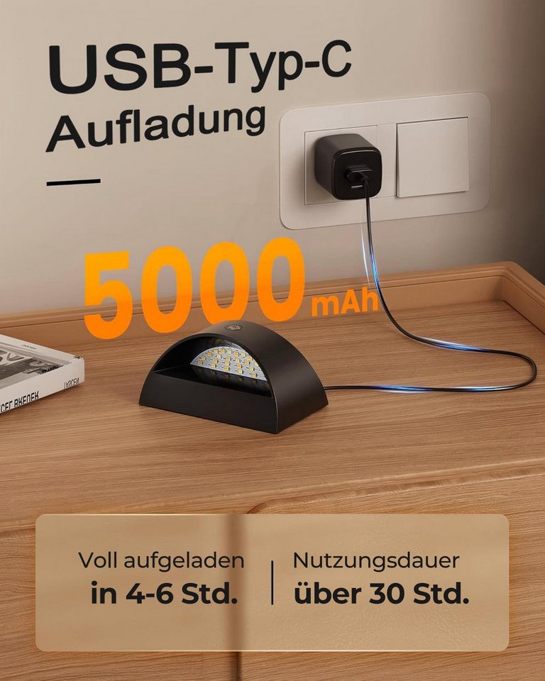 Futicare LED Wandleuchte für Innen, LED Wandleuchte kabellos magnetisch, 3 Farben dimmbar, (3000K, 4000K, 6000K),LED-Leuchtmittel fest verbaut, Akku-Lampe mit Fernbedienung, Up & Down Licht für Schlafzimmer & Flur