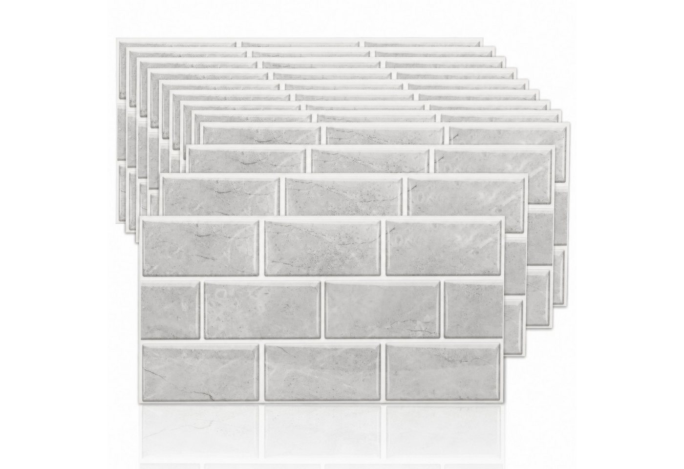 LEMLIT Fliesenaufkleber Klebefliesen Küche Bad Küchenrückwand Selbstklebend Fliesen 12 Stück (12er Set, 12 St., 30 x 15 cm), Klebefolie Kueche Badezimmer Wand Fliesenwand Aufkleber Bild 2