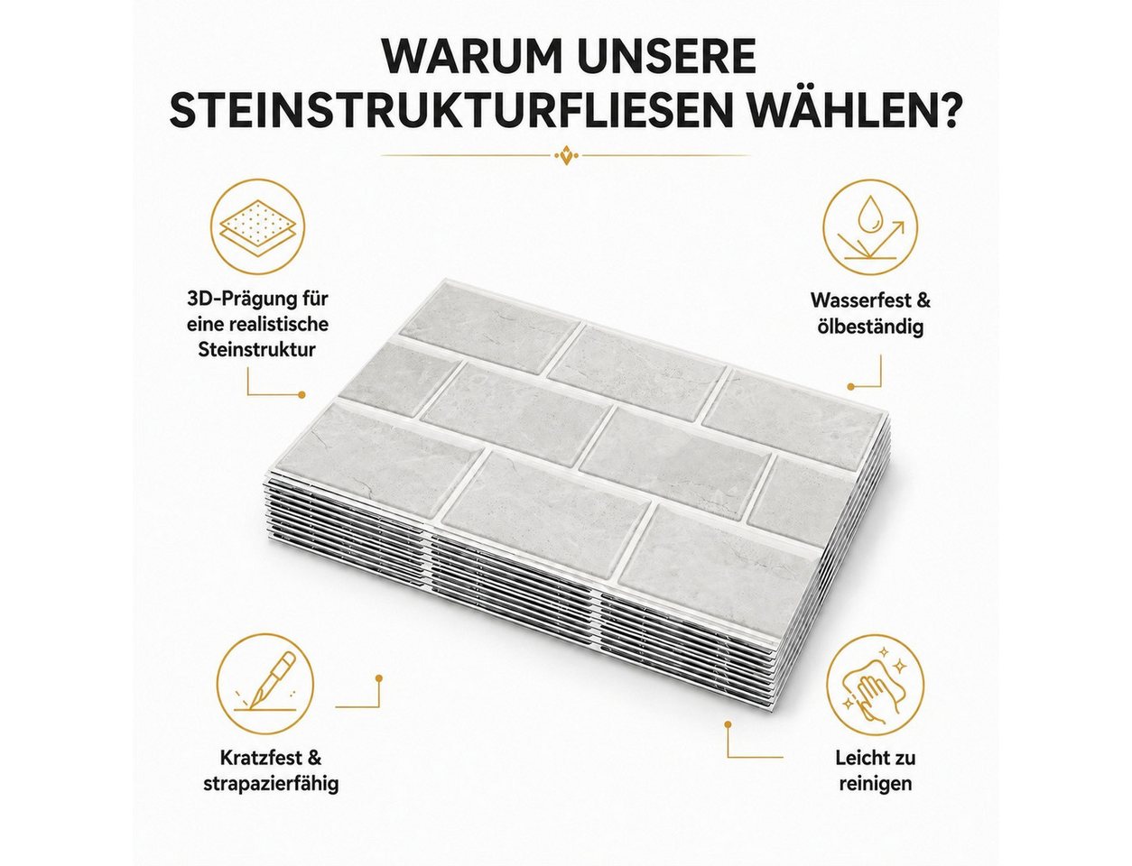 LEMLIT Fliesenaufkleber Klebefliesen Küche Bad Küchenrückwand Selbstklebend Fliesen 12 Stück (12er Set, 12 St., 30 x 15 cm), Klebefolie Kueche Badezimmer Wand Fliesenwand Aufkleber Bild 4