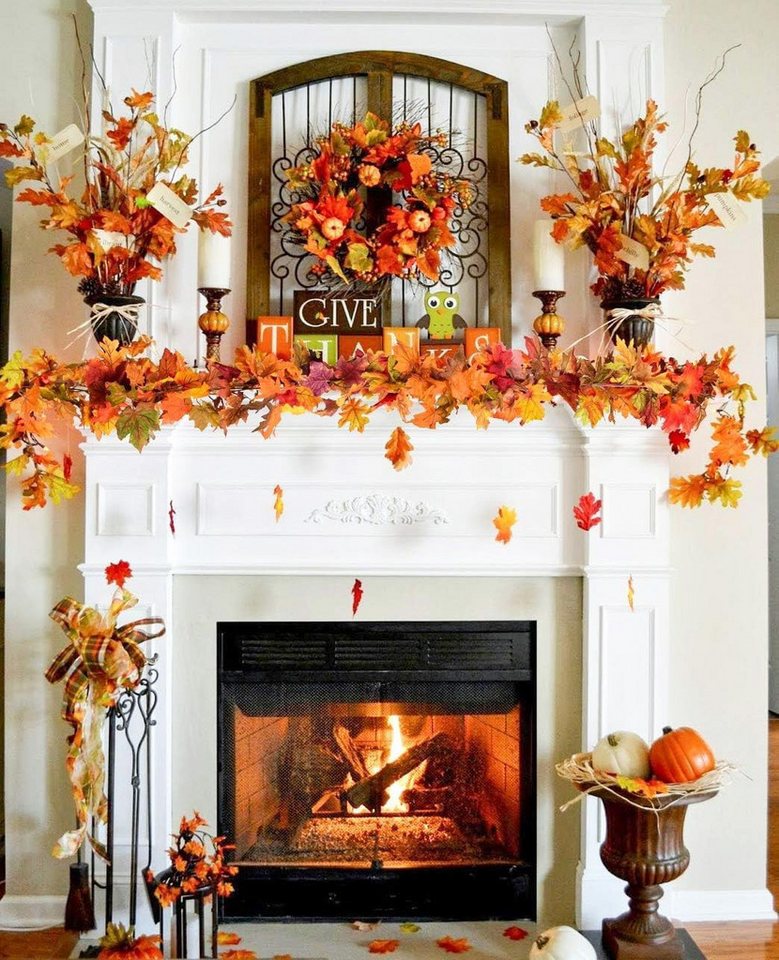 Bomiclss Girlande Künstliche Ahornblatt Girlande,Ahornblatt-Girlande, je 175 cm, aufhängbare Ranke mit Herbstlaub,ideal als Dekoration für Thanksgiving Bild 5