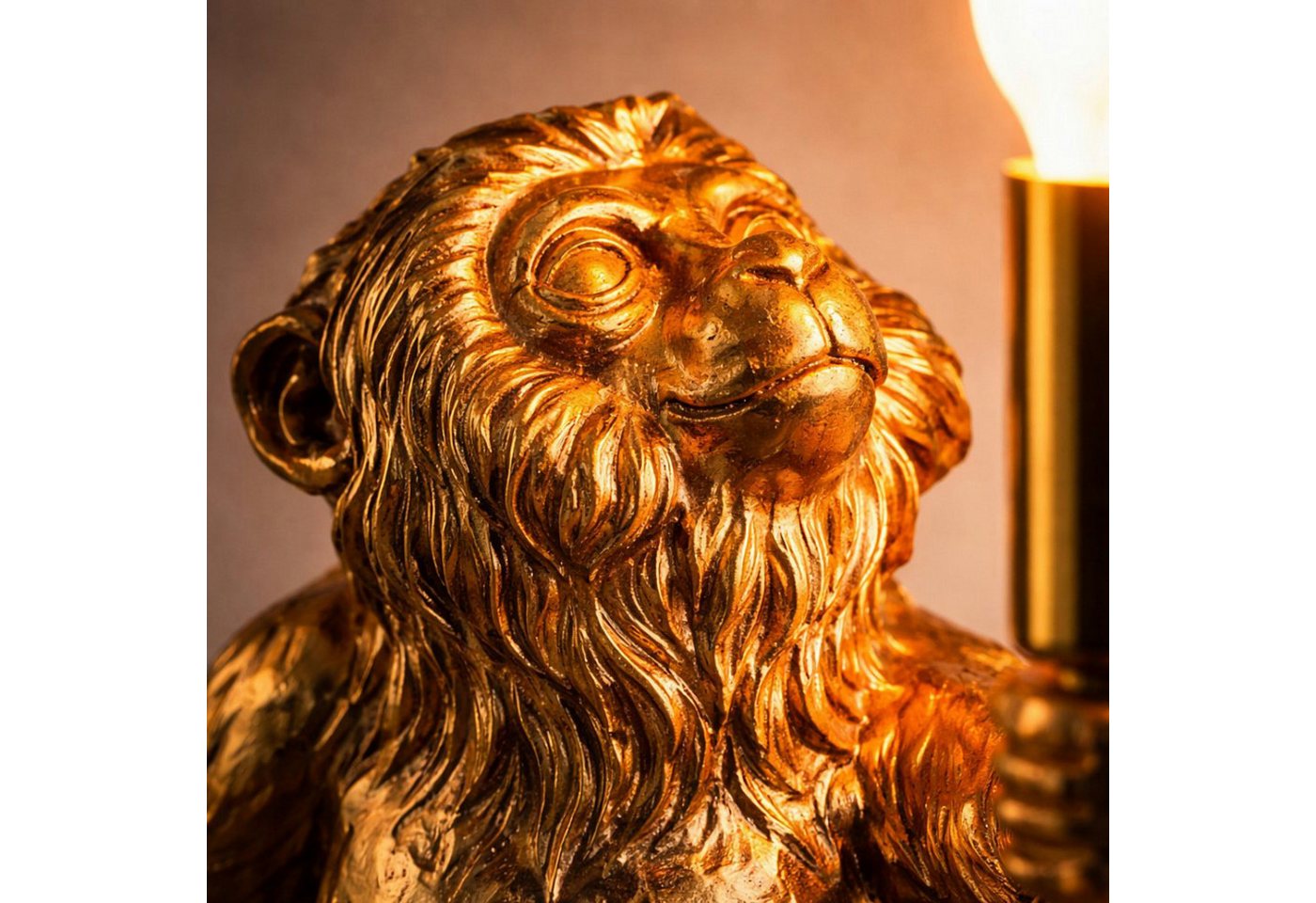 Koopman Nachttischlampe Schreibtischlampe Tischlampe Lampe Affe 45cm E14, Goldfarbend, Außergewöhnlich, Standsicher, Desgin, Tierdesign Bild 2